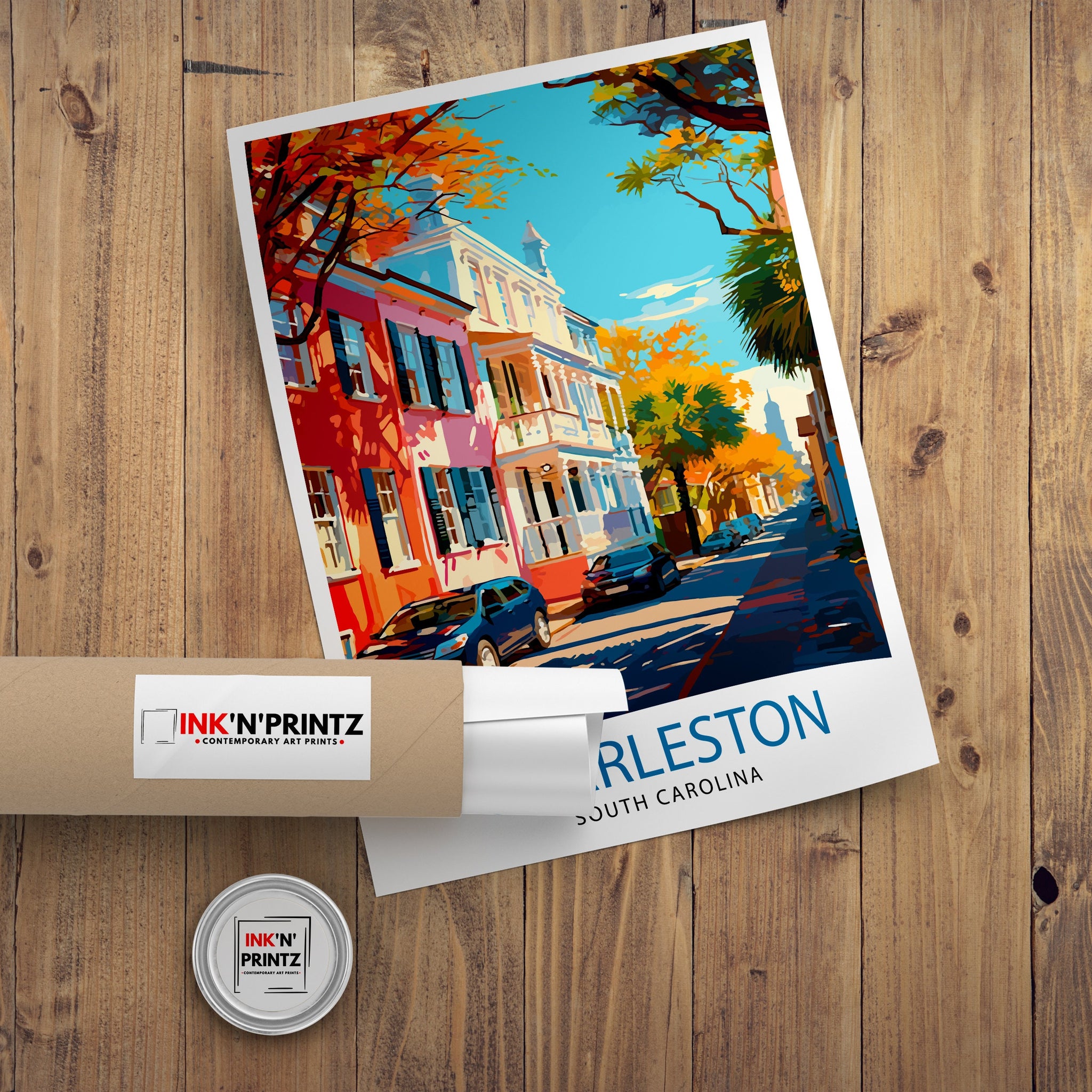 Charleston South Carolina Travel Print Charleston Wall Decor, Charleston Home Living Decor Charleston Illustration Travel Poster Gift