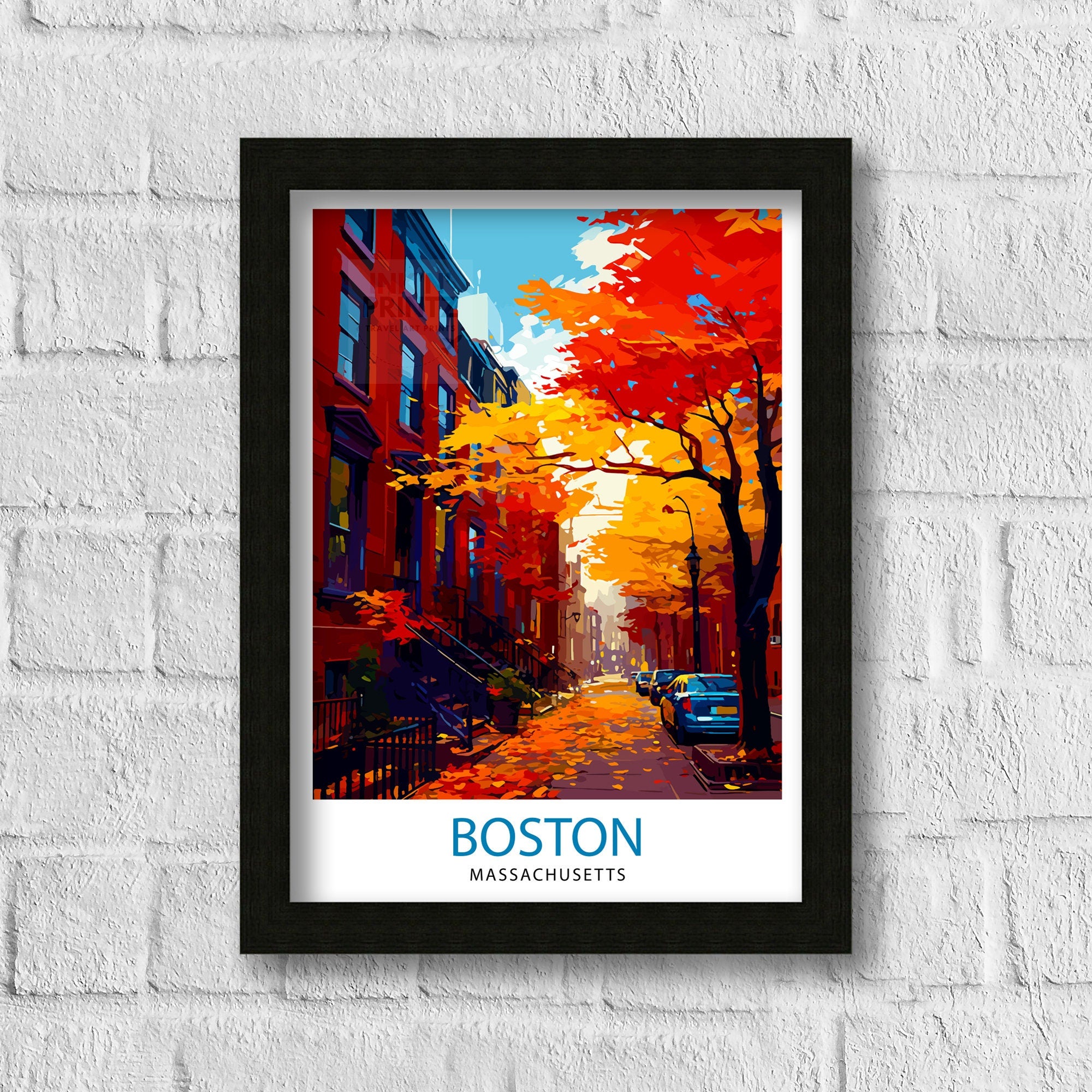 Boston Travel Print| Boston Wall Art Boston Cityscape Boston Massachusetts Illustration Travel Poster Gift For Boston USA Home Decor