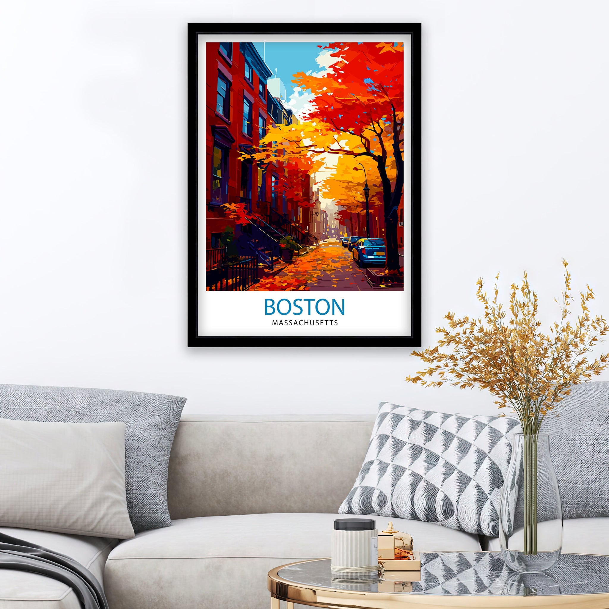 Boston Travel Print| Boston Wall Art Boston Cityscape Boston Massachusetts Illustration Travel Poster Gift For Boston USA Home Decor