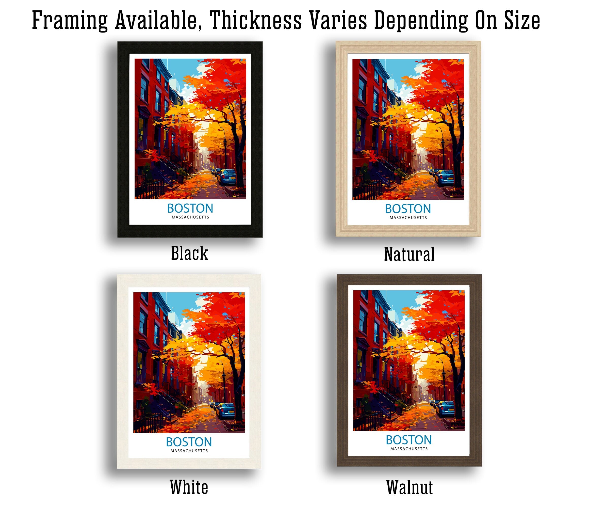 Boston Travel Print| Boston Wall Art Boston Cityscape Boston Massachusetts Illustration Travel Poster Gift For Boston USA Home Decor