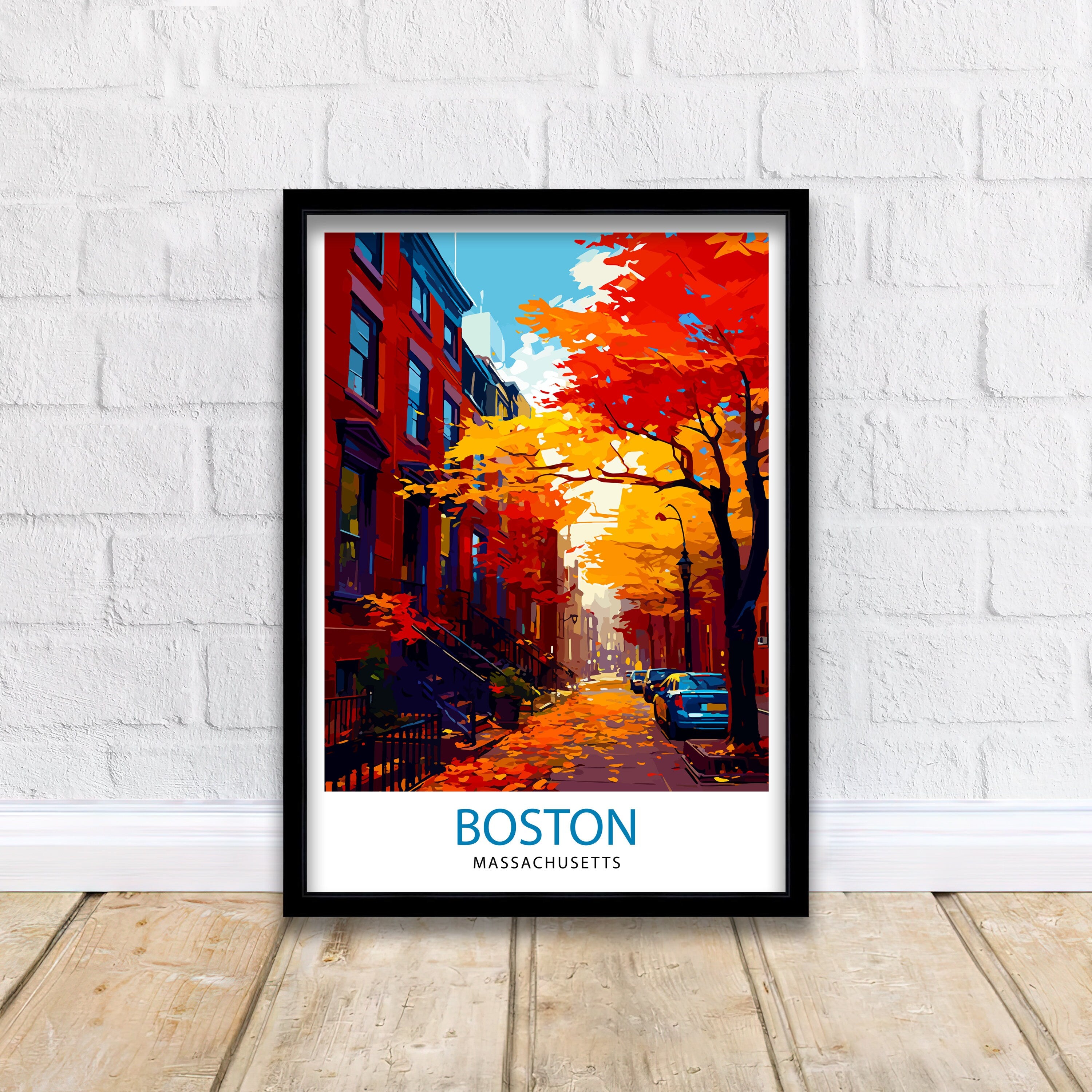 Boston Travel Print| Boston Wall Art Boston Cityscape Boston Massachusetts Illustration Travel Poster Gift For Boston USA Home Decor
