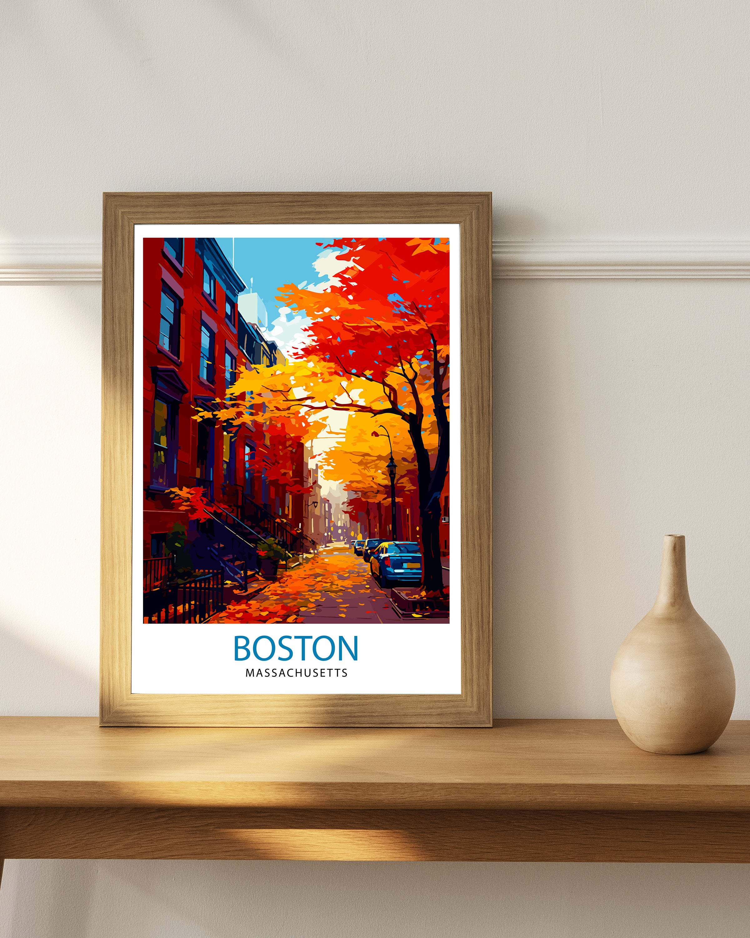 Boston Travel Print| Boston Wall Art Boston Cityscape Boston Massachusetts Illustration Travel Poster Gift For Boston USA Home Decor