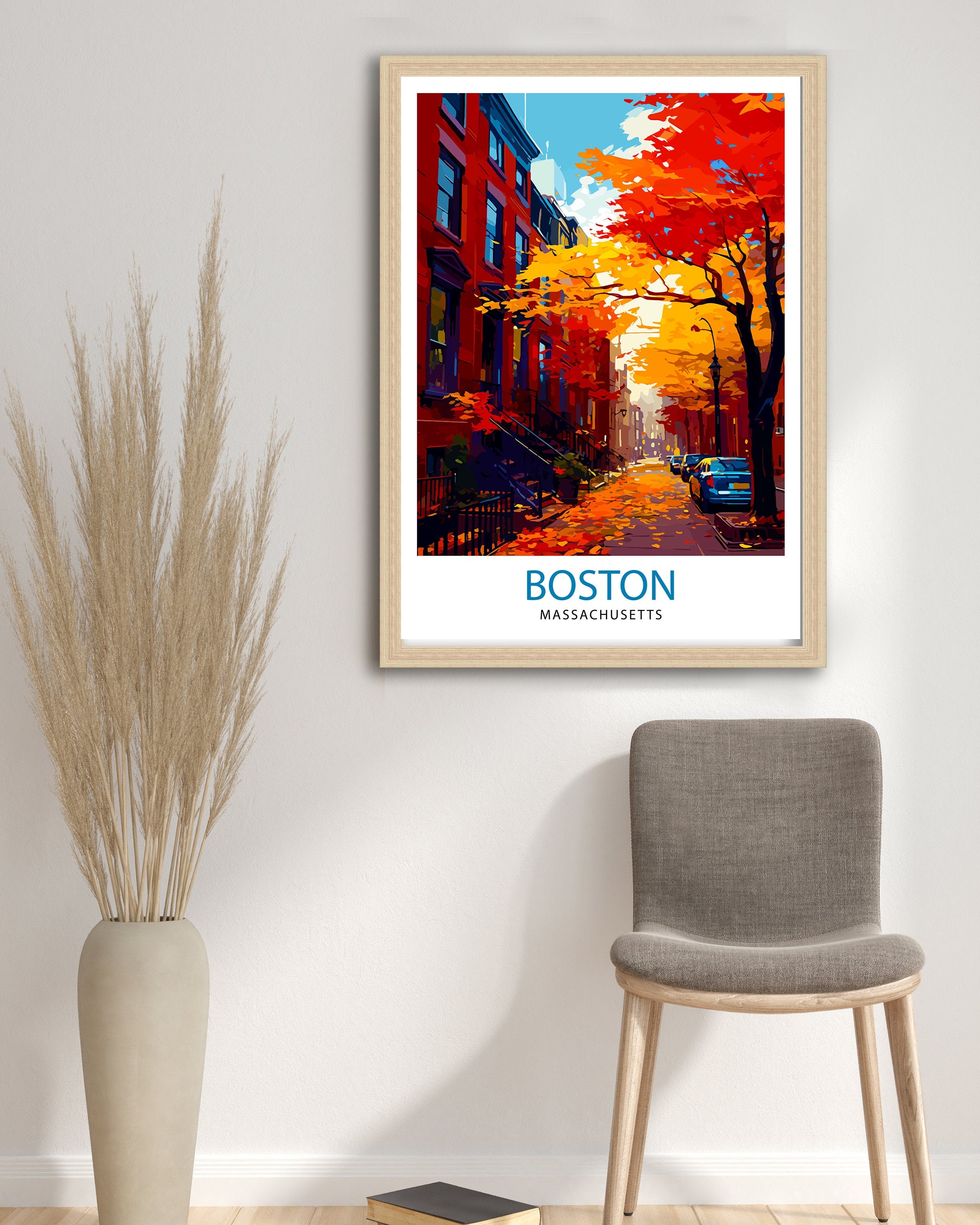Boston Travel Print| Boston Wall Art Boston Cityscape Boston Massachusetts Illustration Travel Poster Gift For Boston USA Home Decor