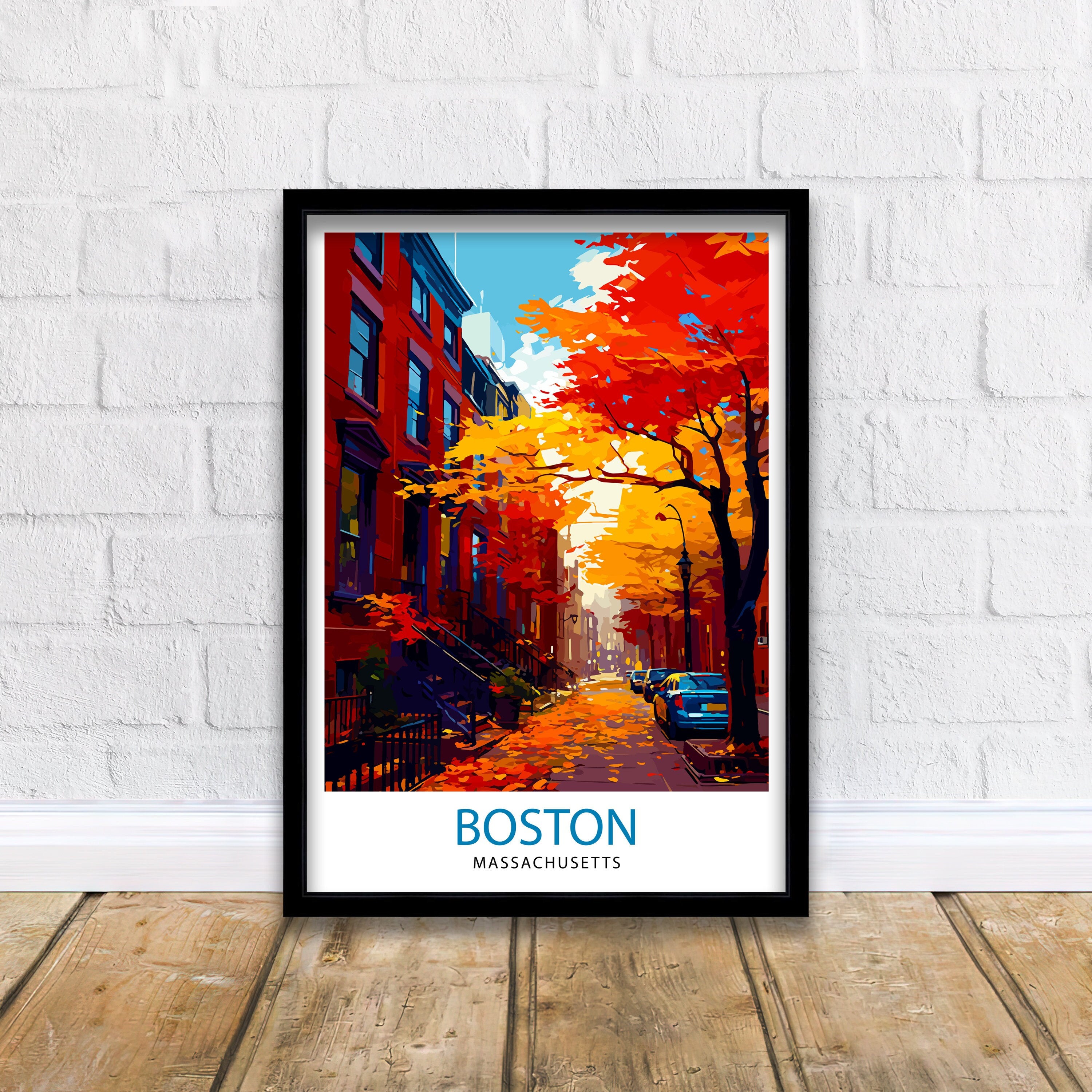 Boston Travel Print| Boston Wall Art Boston Cityscape Boston Massachusetts Illustration Travel Poster Gift For Boston USA Home Decor