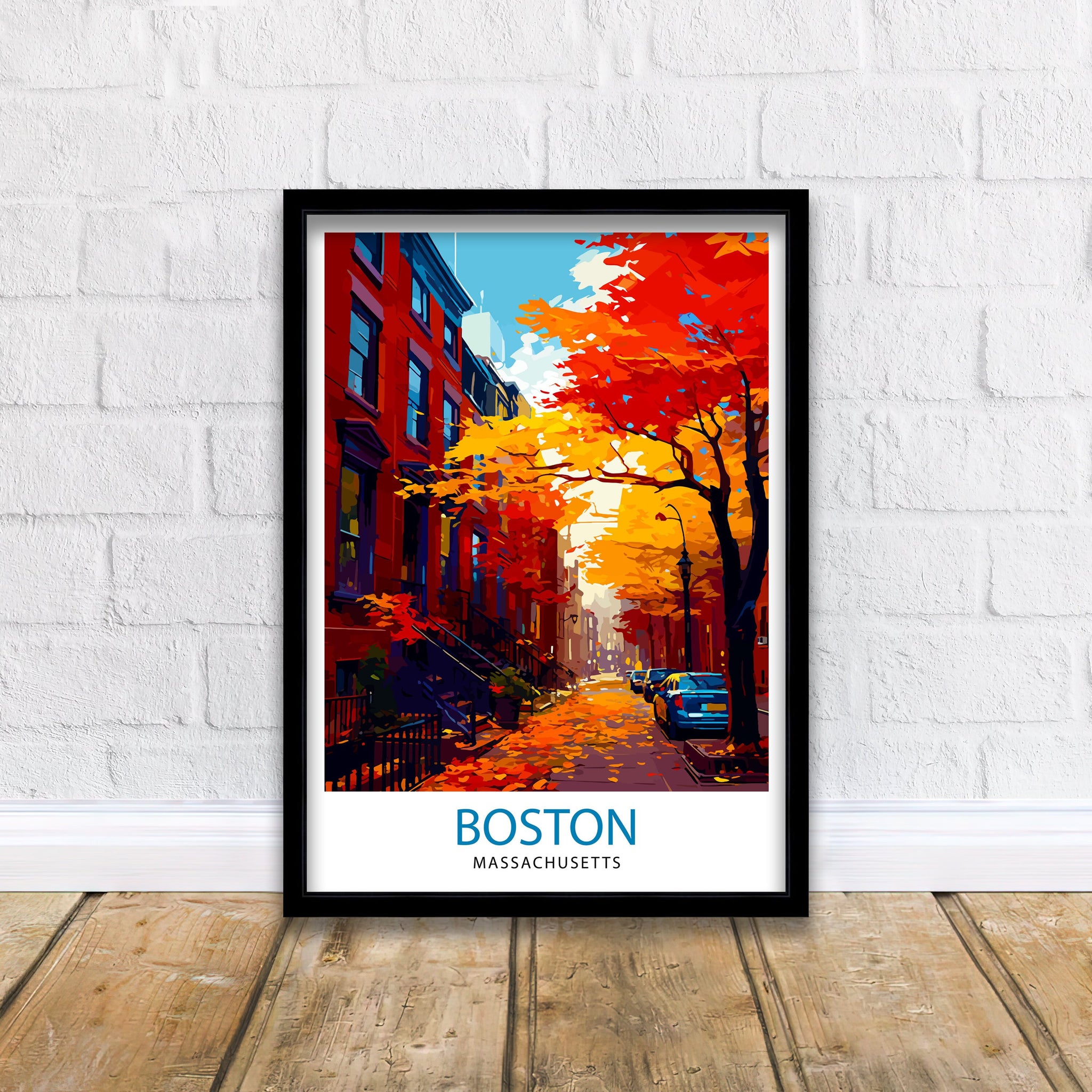 Boston Travel Print| Boston Wall Art Boston Cityscape Boston Massachusetts Illustration Travel Poster Gift For Boston USA Home Decor