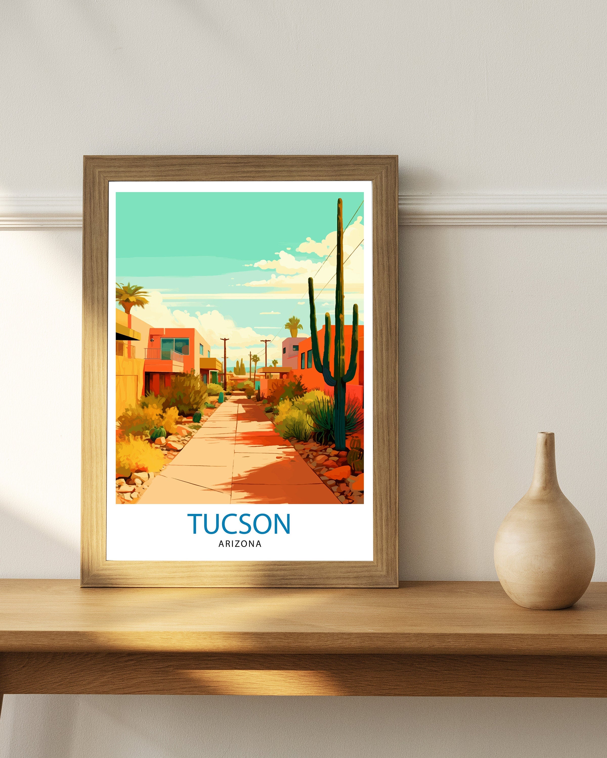 Tucson Arizona Travel Print| Tucson Wall Decor Tucson Poster USA Travel Prints Tucson Art Print Tucson Illustration Tucson Wall Art
