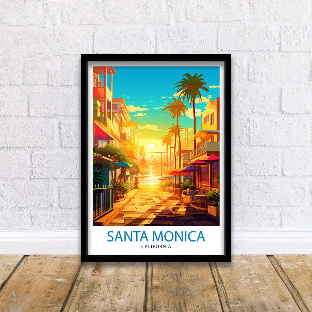 Santa Monica Beach Travel Print California Wall Art Beach Decor Santa Monica Pier Travel Poster Gift for Beach Lovers