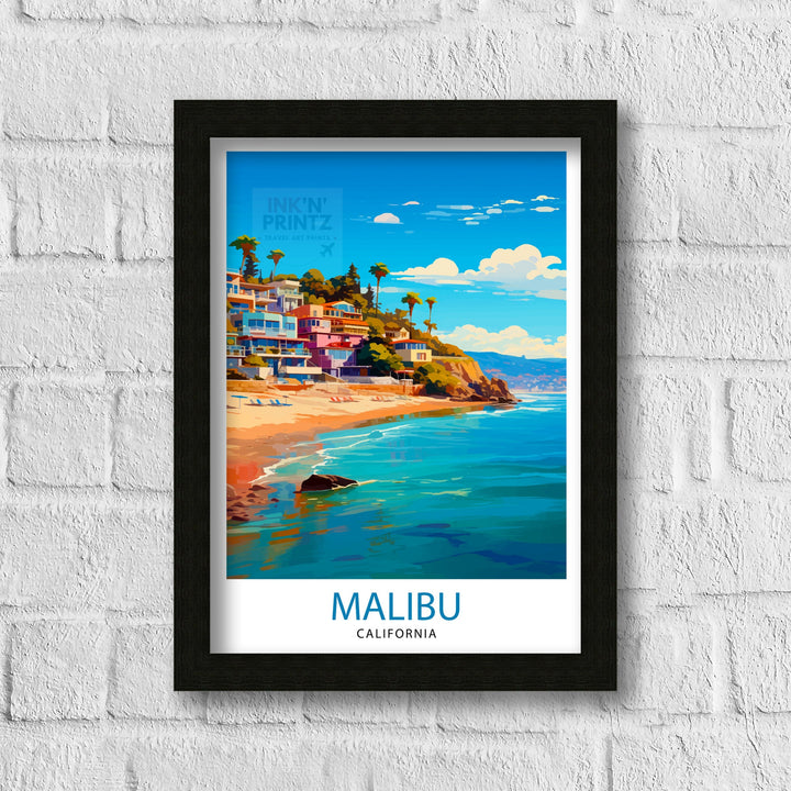 Malibu California Travel Print| Malibu Wall Decor Malibu Home Living Decor Malibu California Illustration Travel Poster Gift For Malibu