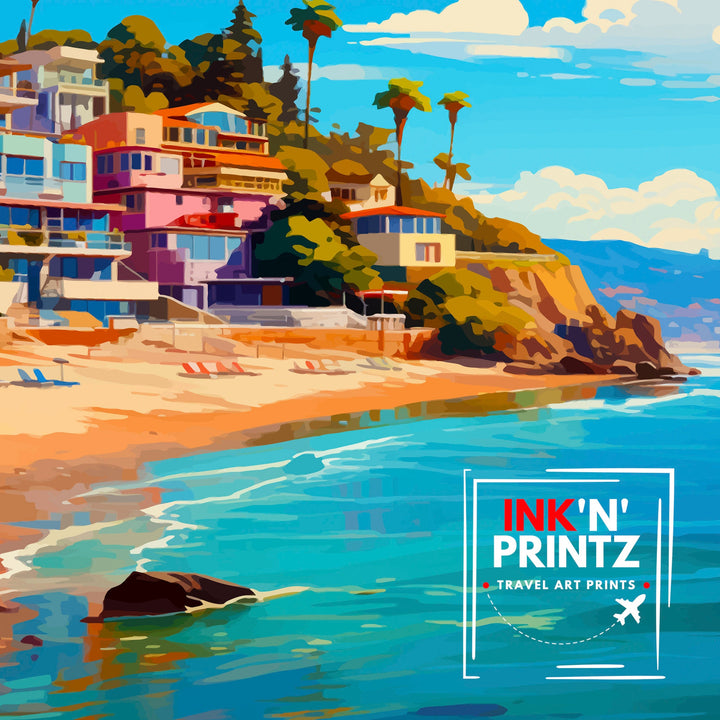 Malibu California Travel Print| Malibu Wall Decor Malibu Home Living Decor Malibu California Illustration Travel Poster Gift For Malibu
