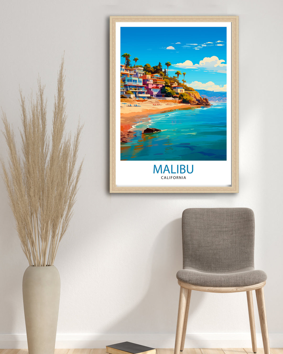 Malibu California Travel Print| Malibu Wall Decor Malibu Home Living Decor Malibu California Illustration Travel Poster Gift For Malibu
