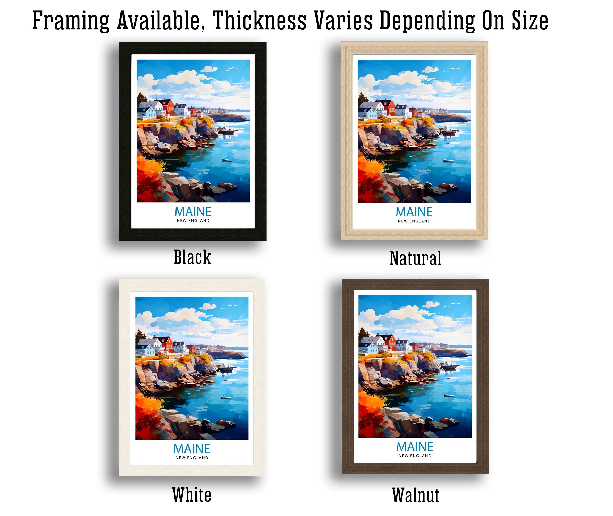 Maine New England Travel Print| Maine Wall Decor Maine Poster USA Travel Prints Maine Art Print Maine Illustration Maine Wall Art
