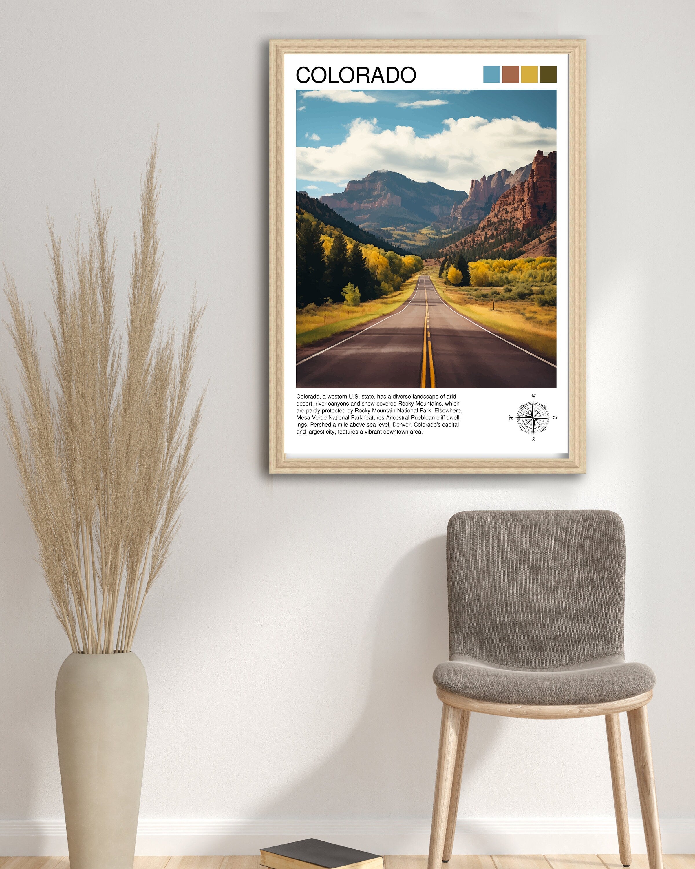 Colorado Travel Print| Colorado Wall Decor Colorado Poster USA Travel Prints Colorado Art Print Colorado Illustration Colorado Wall Art
