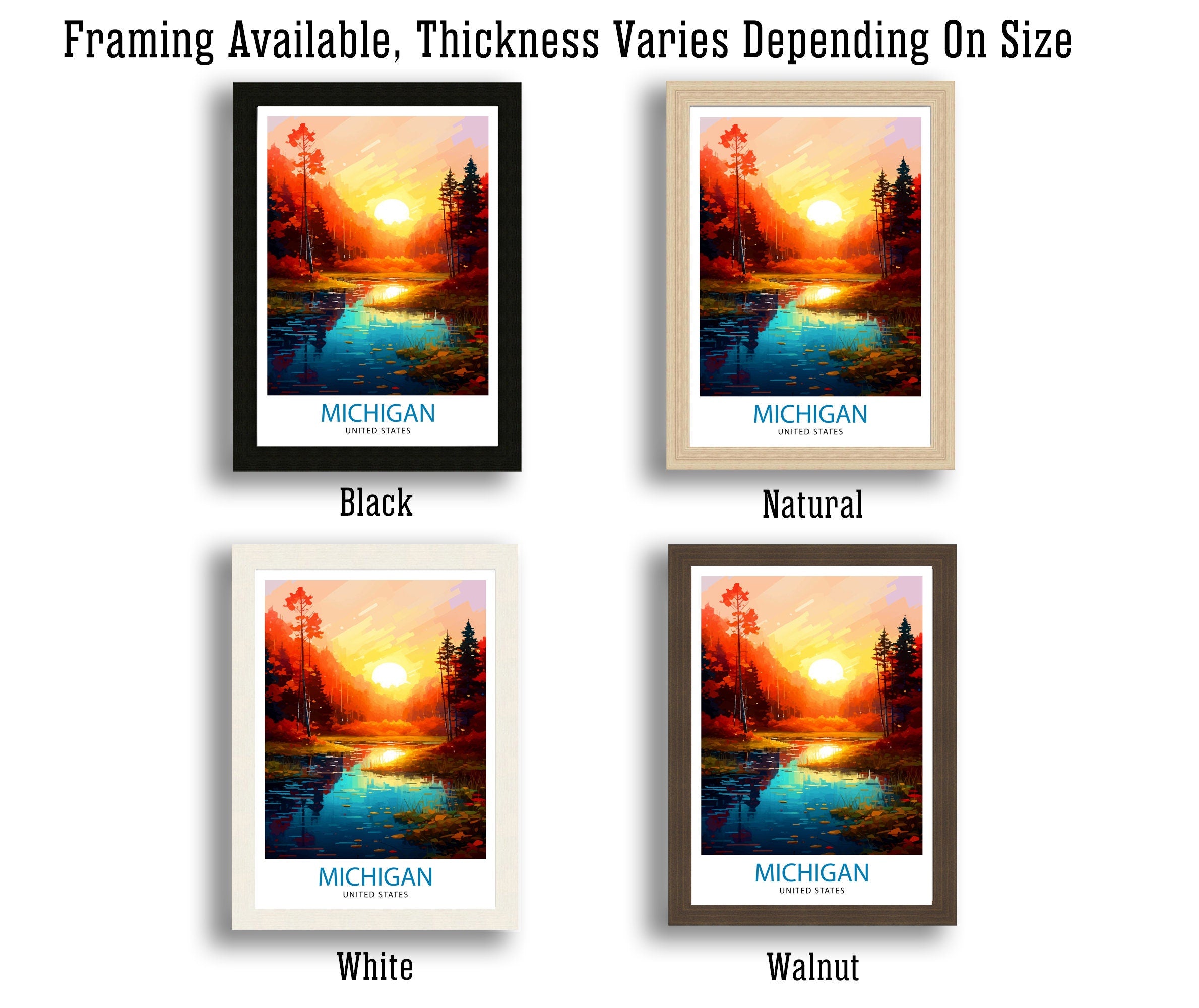Michigan Travel Poster | Sunset Landscape Art Print