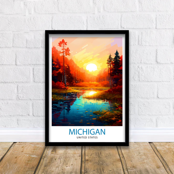 Michigan United States Travel Poster