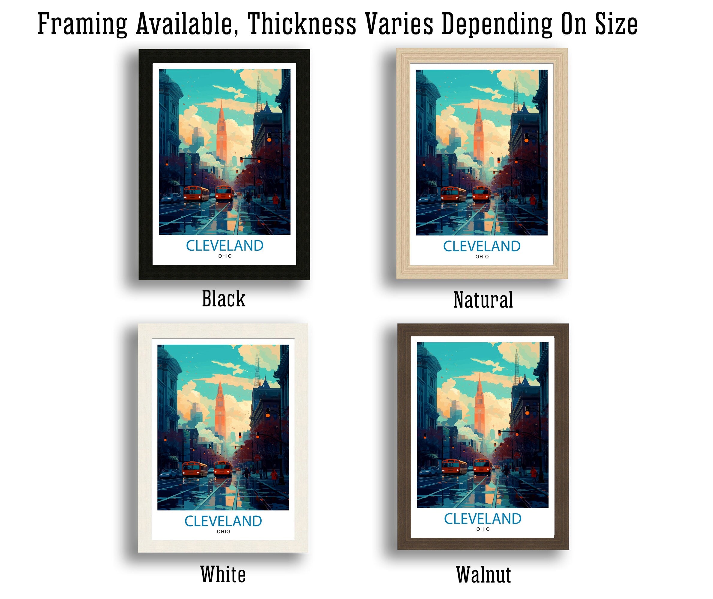Cleveland Ohio Travel Print| Cleveland Wall Decor Cleveland Poster USA Travel Prints Cleveland Art Print Cleveland Illustration Cleveland