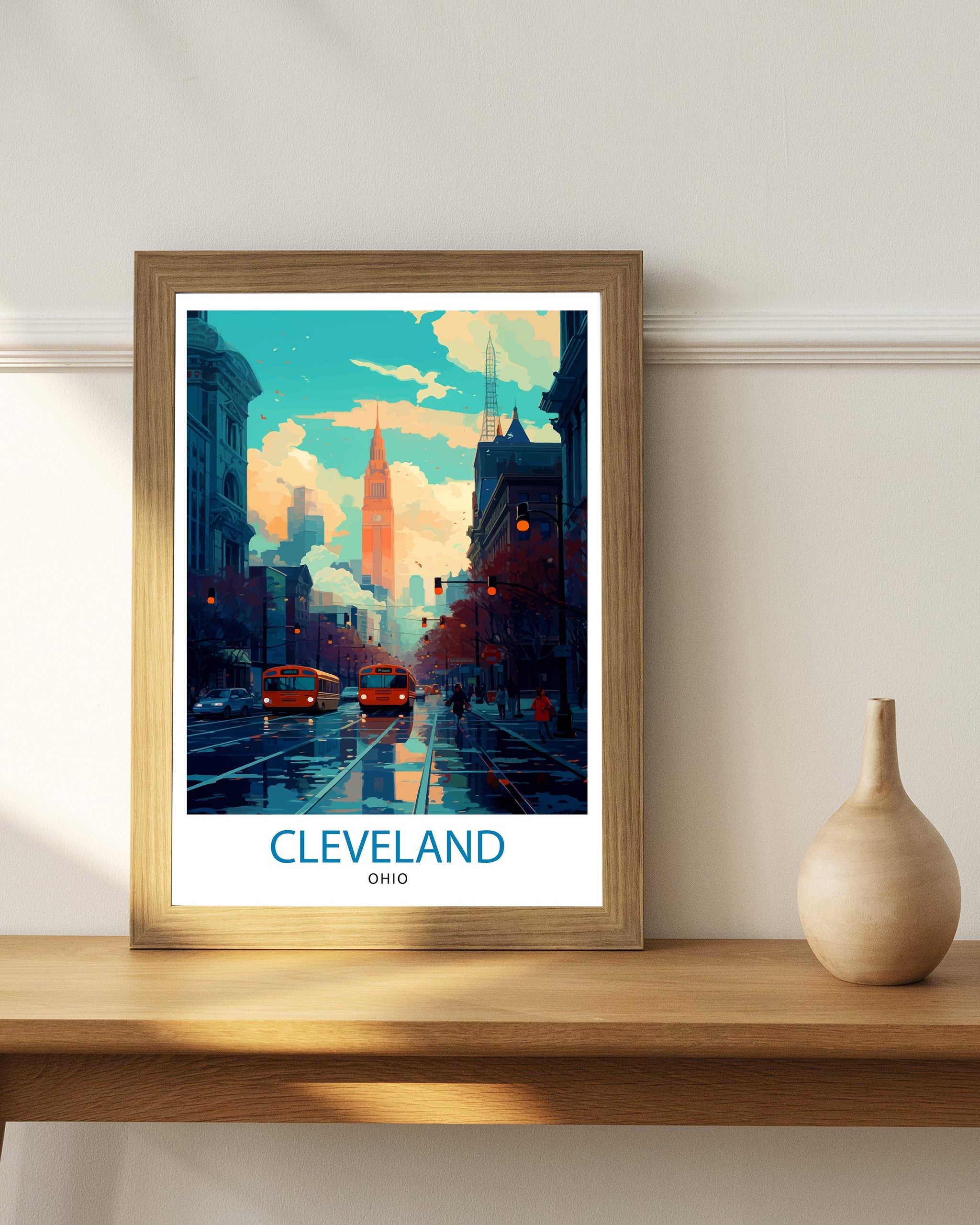 Cleveland Ohio Travel Print| Cleveland Wall Decor Cleveland Poster USA Travel Prints Cleveland Art Print Cleveland Illustration Cleveland