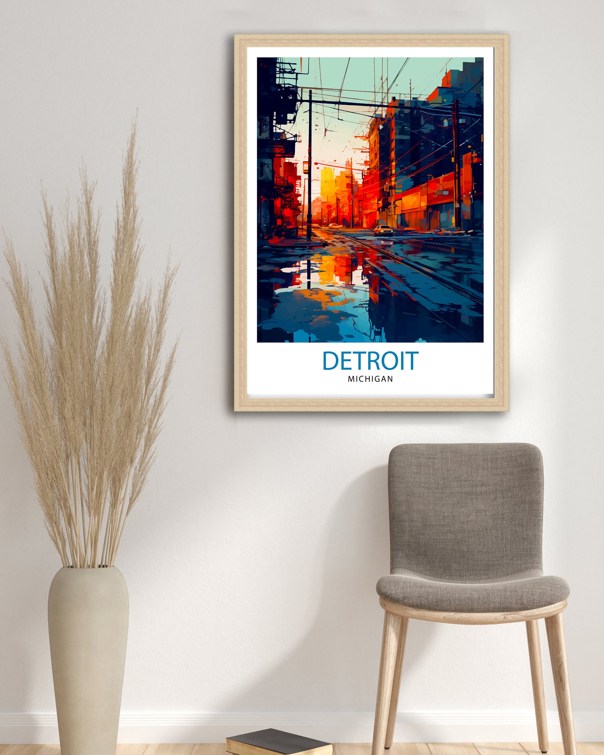 Detroit Michigan Travel Print| Detroit Wall Decor Detroit Poster USA Travel Prints Detroit Art Print Detroit Illustration Detroit Wall Art