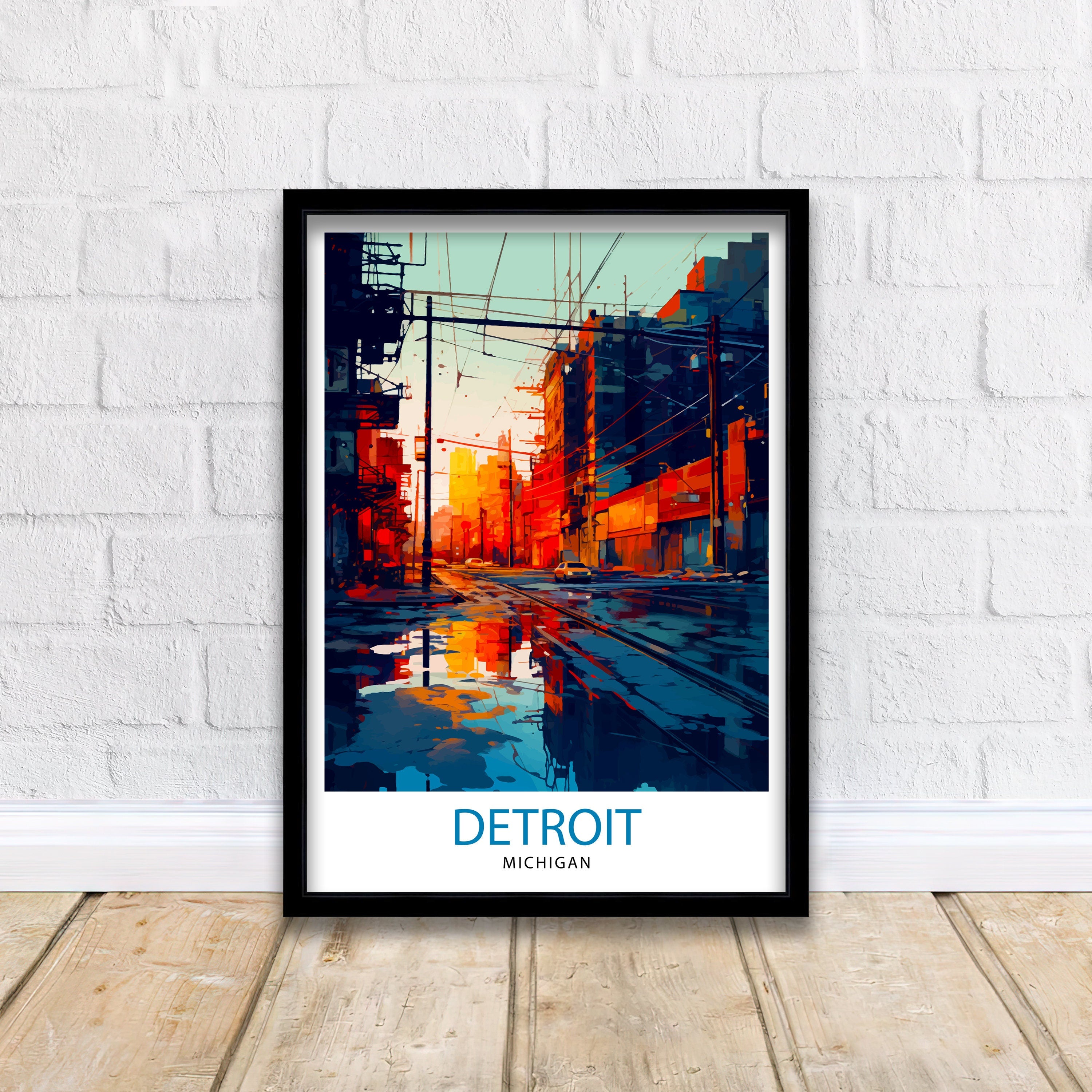Detroit Michigan Travel Print| Detroit Wall Decor Detroit Poster USA Travel Prints Detroit Art Print Detroit Illustration Detroit Wall Art