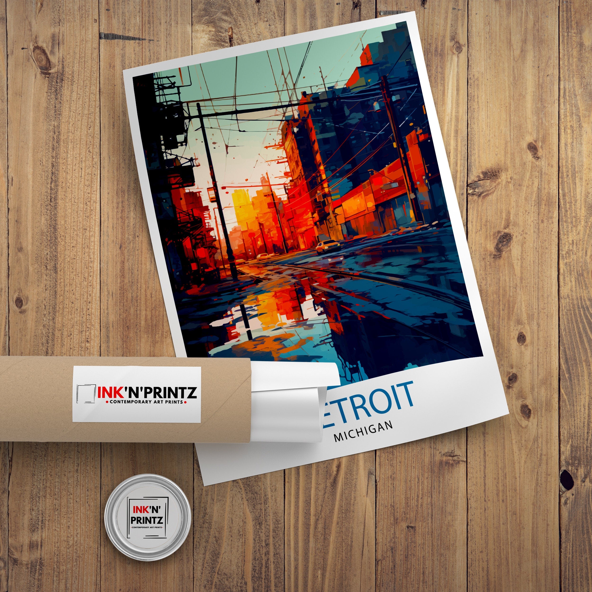 Detroit Michigan Travel Print| Detroit Wall Decor Detroit Poster USA Travel Prints Detroit Art Print Detroit Illustration Detroit Wall Art