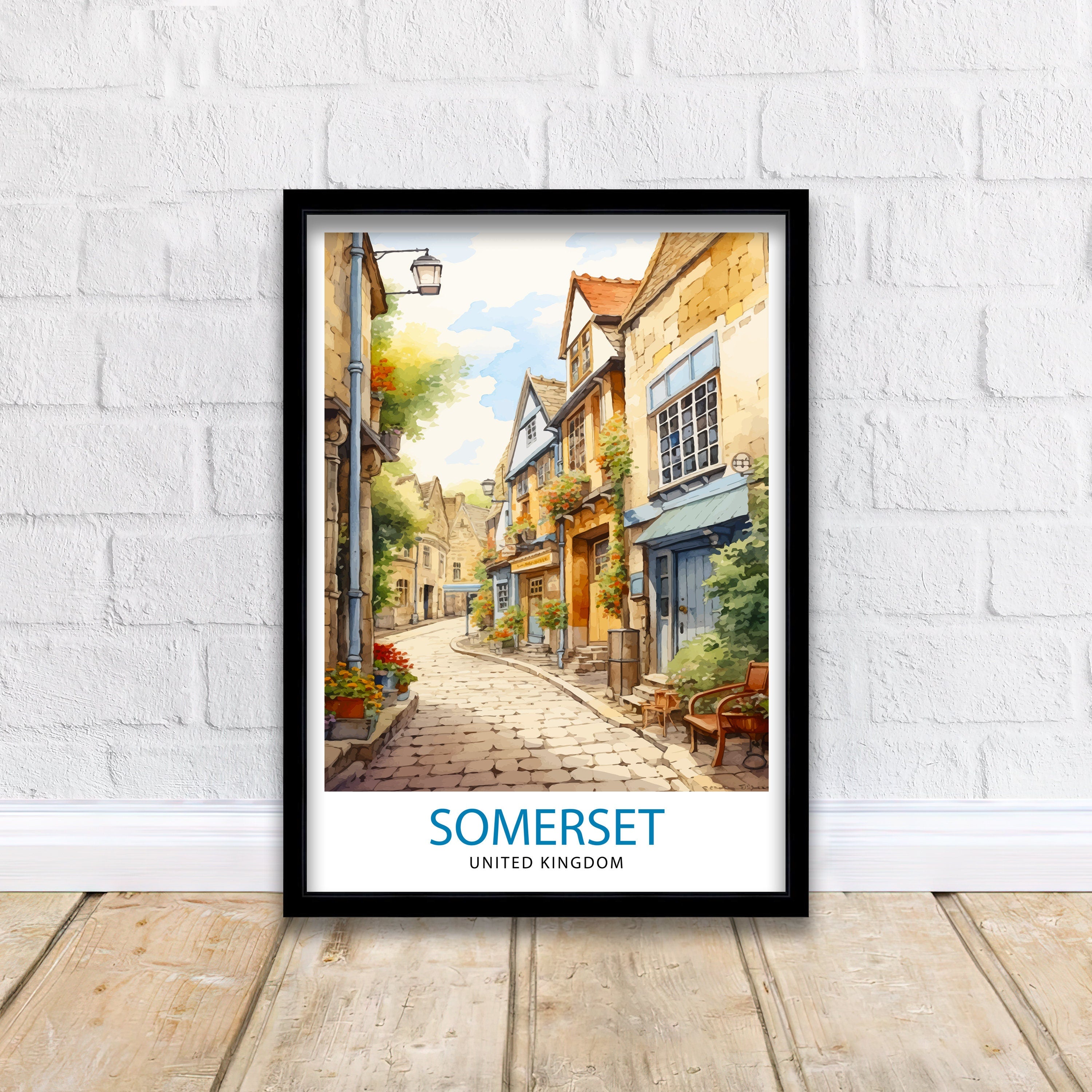 Somerset UK Travel Print Somerset Wall Decor Somerset Poster UK Travel Prints Somerset Art Print Somerset Illustration Somerset Wall Art