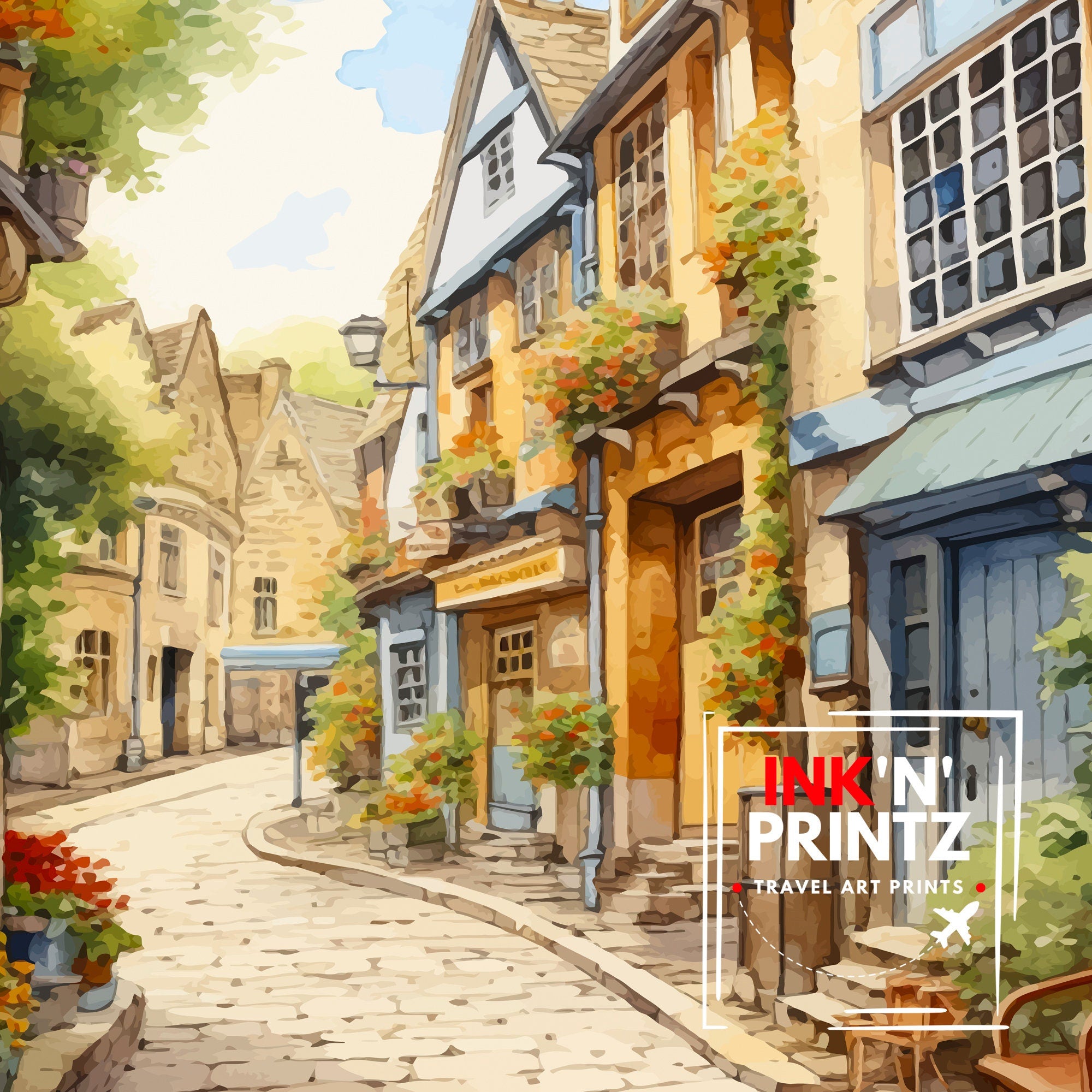 Somerset UK Travel Print Somerset Wall Decor Somerset Poster UK Travel Prints Somerset Art Print Somerset Illustration Somerset Wall Art