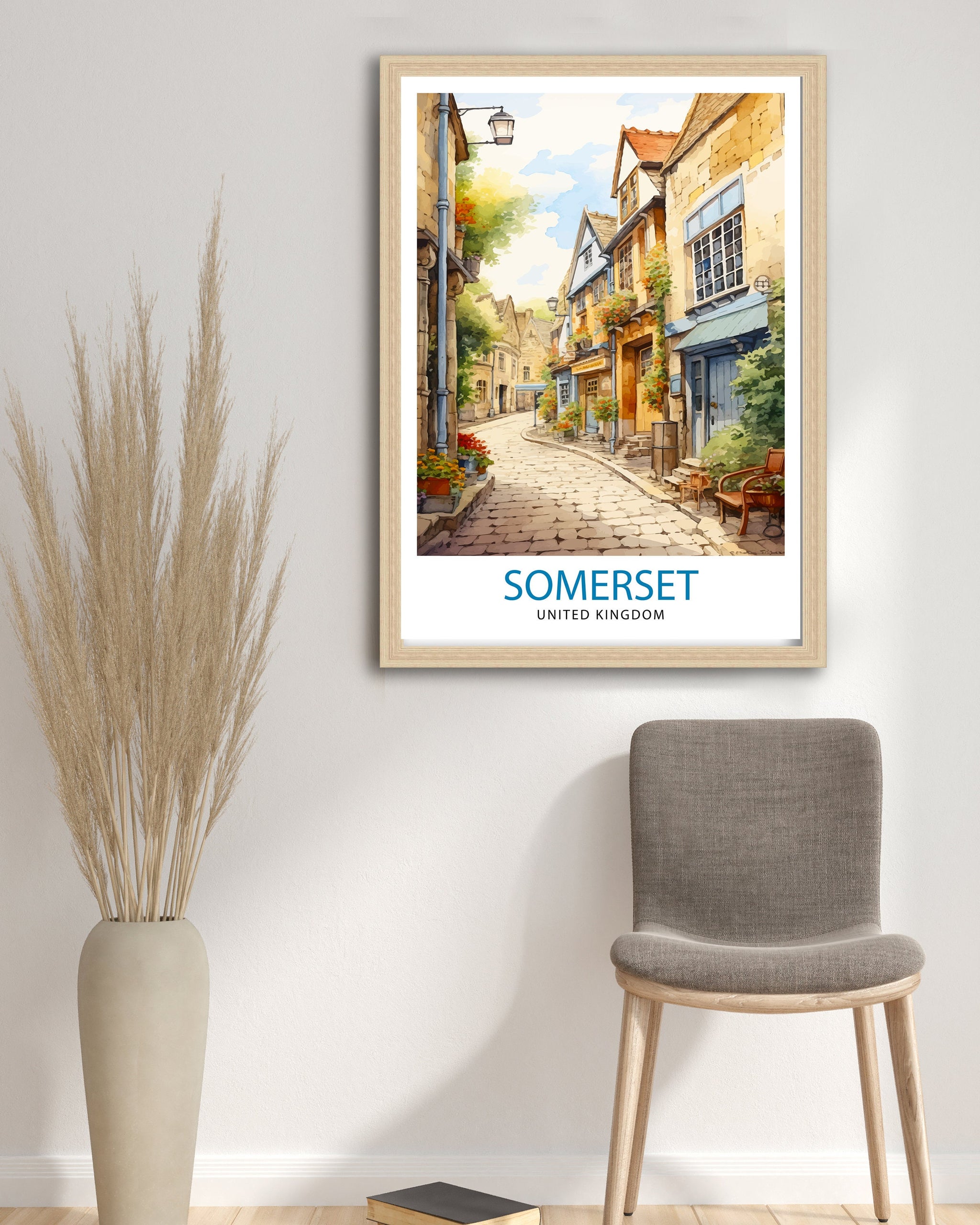 Somerset UK Travel Print Somerset Wall Decor Somerset Poster UK Travel Prints Somerset Art Print Somerset Illustration Somerset Wall Art