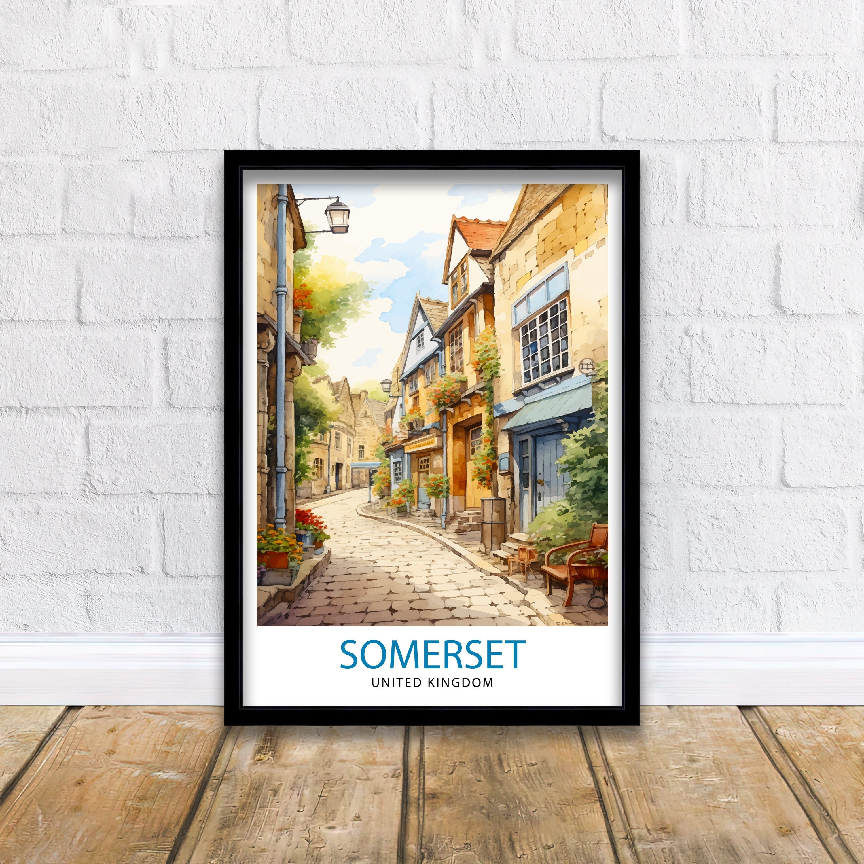 Somerset UK Travel Print Somerset Wall Decor Somerset Poster UK Travel Prints Somerset Art Print Somerset Illustration Somerset Wall Art
