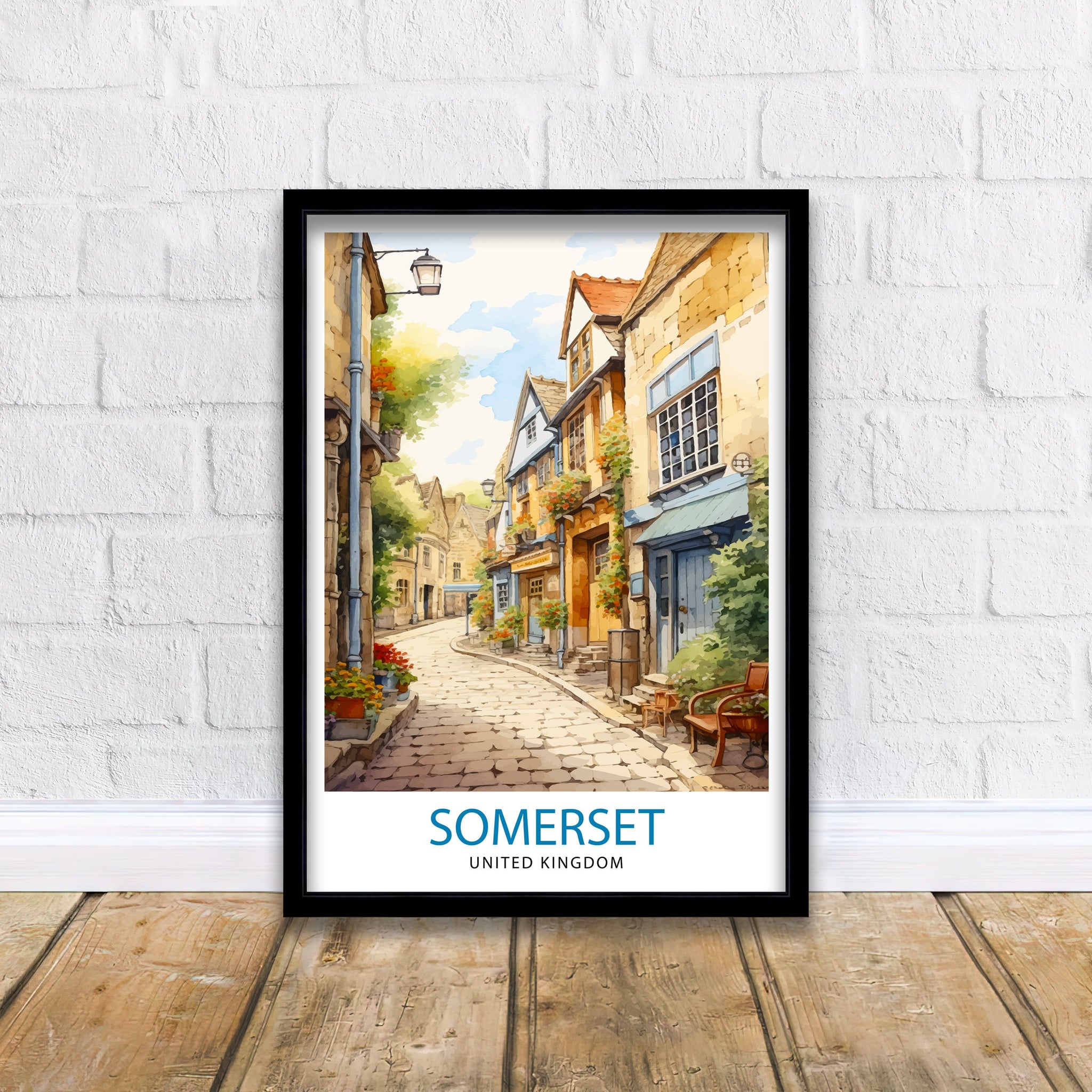 Somerset UK Travel Print Somerset Wall Decor Somerset Poster UK Travel Prints Somerset Art Print Somerset Illustration Somerset Wall Art