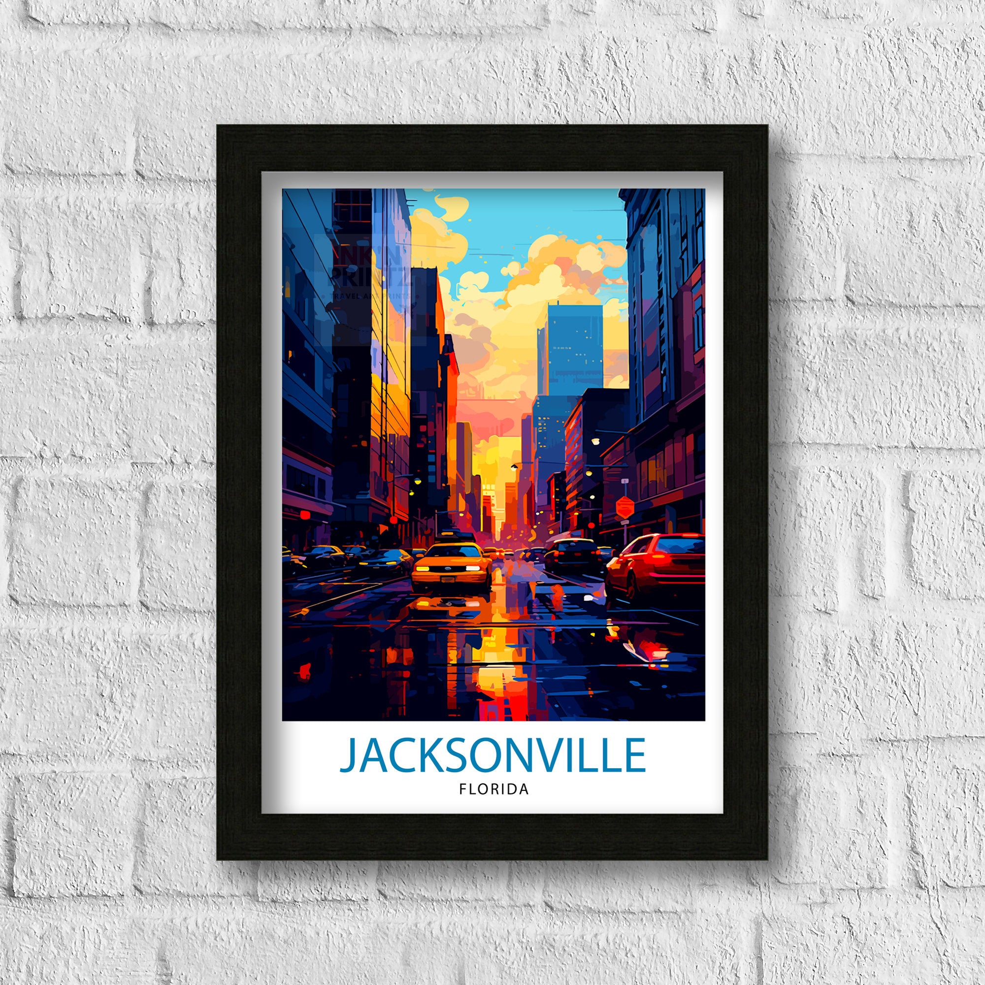 Jacksonville Florida Travel Print| Jacksonville Wall Decor Jacksonville Poster USA Travel Prints Jacksonville Art Print Jacksonville