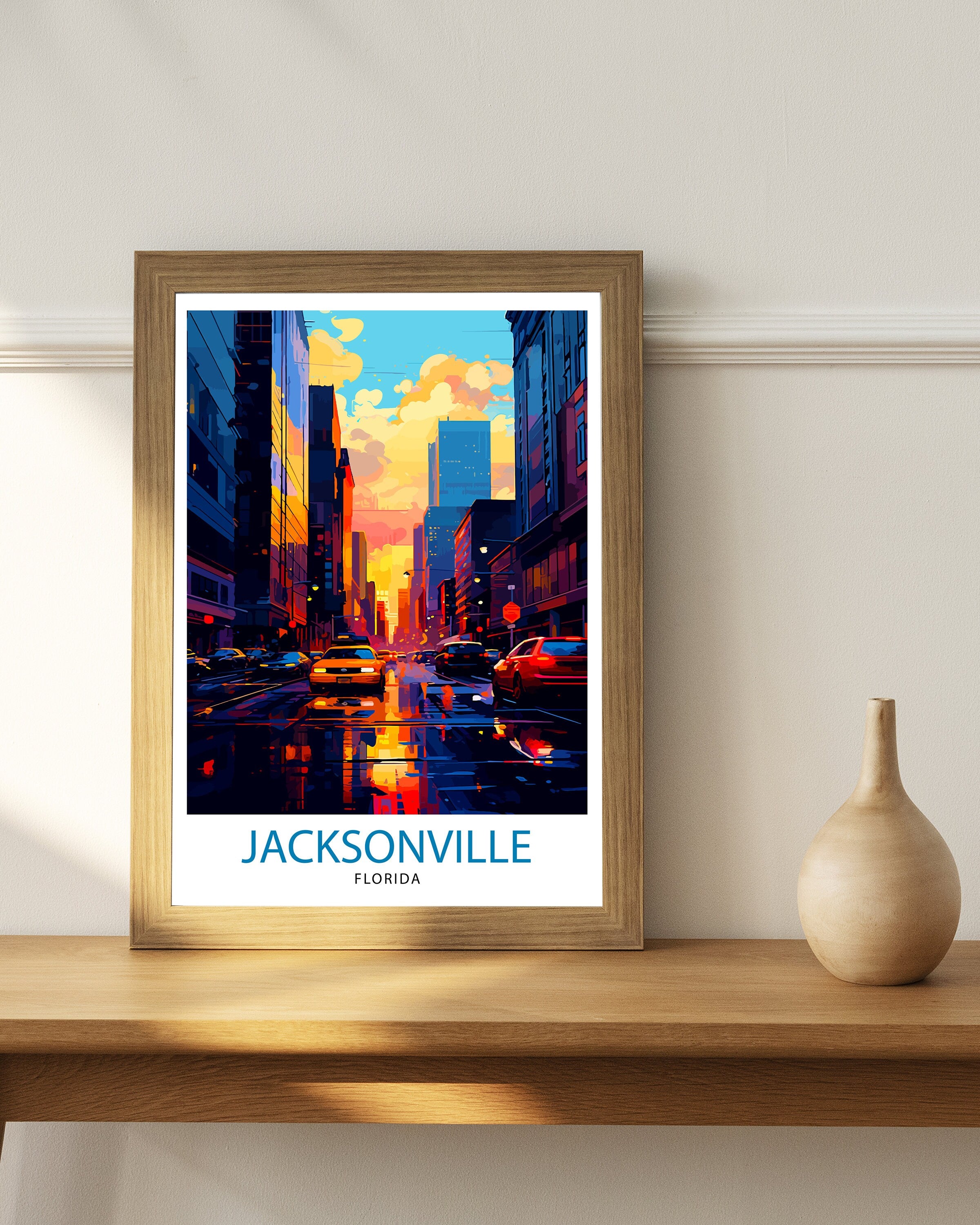 Jacksonville Florida Travel Print| Jacksonville Wall Decor Jacksonville Poster USA Travel Prints Jacksonville Art Print Jacksonville