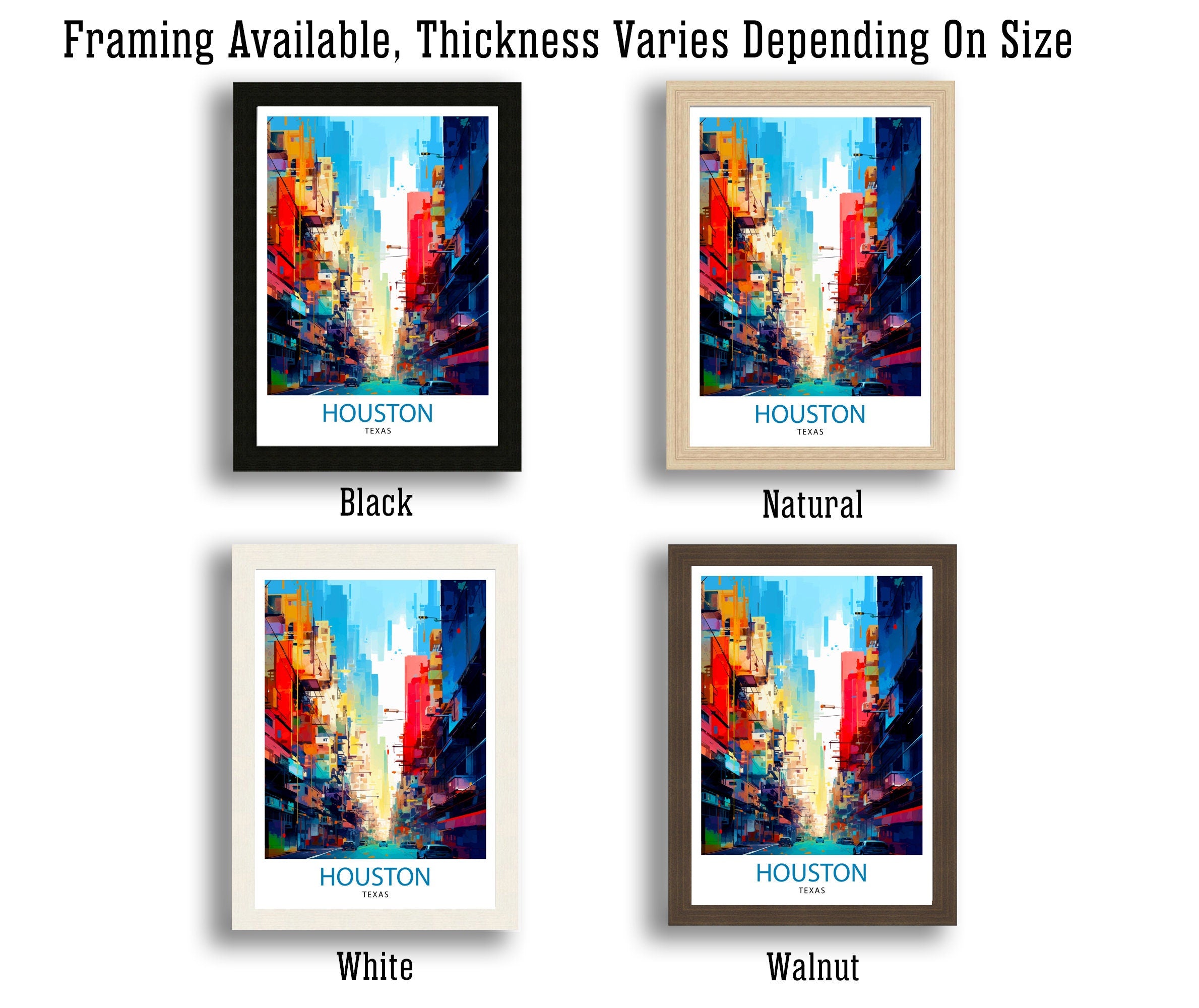 Houston Texas Travel Print| Houston Wall Art Texas Decor Houston Cityscape Travel Poster Houston Skyline Houston Souvenir