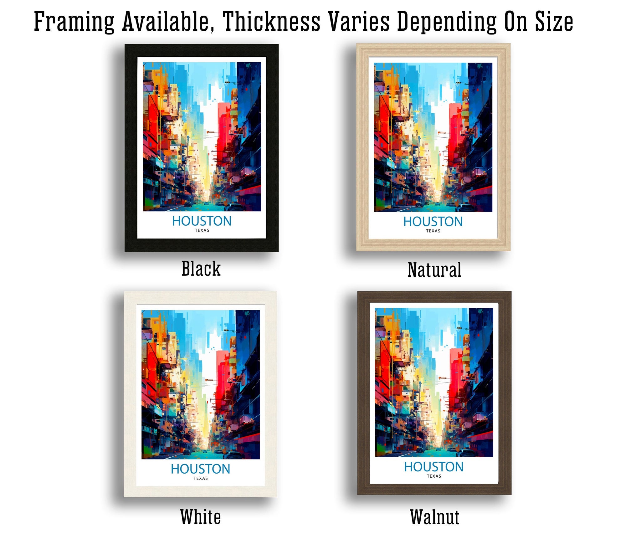 Houston Texas Travel Print| Houston Wall Art Texas Decor Houston Cityscape Travel Poster Houston Skyline Houston Souvenir
