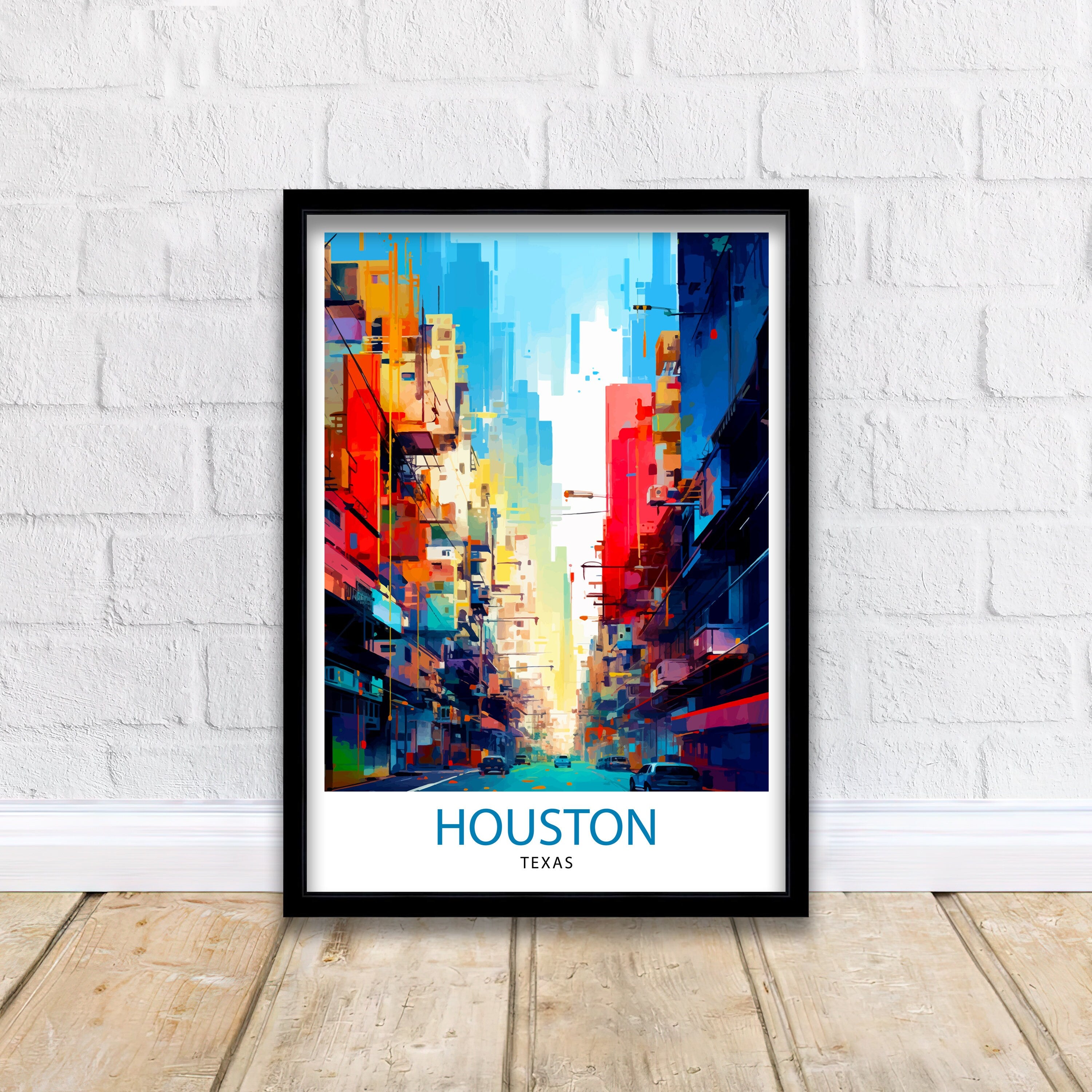 Houston Texas Travel Print| Houston Wall Art Texas Decor Houston Cityscape Travel Poster Houston Skyline Houston Souvenir