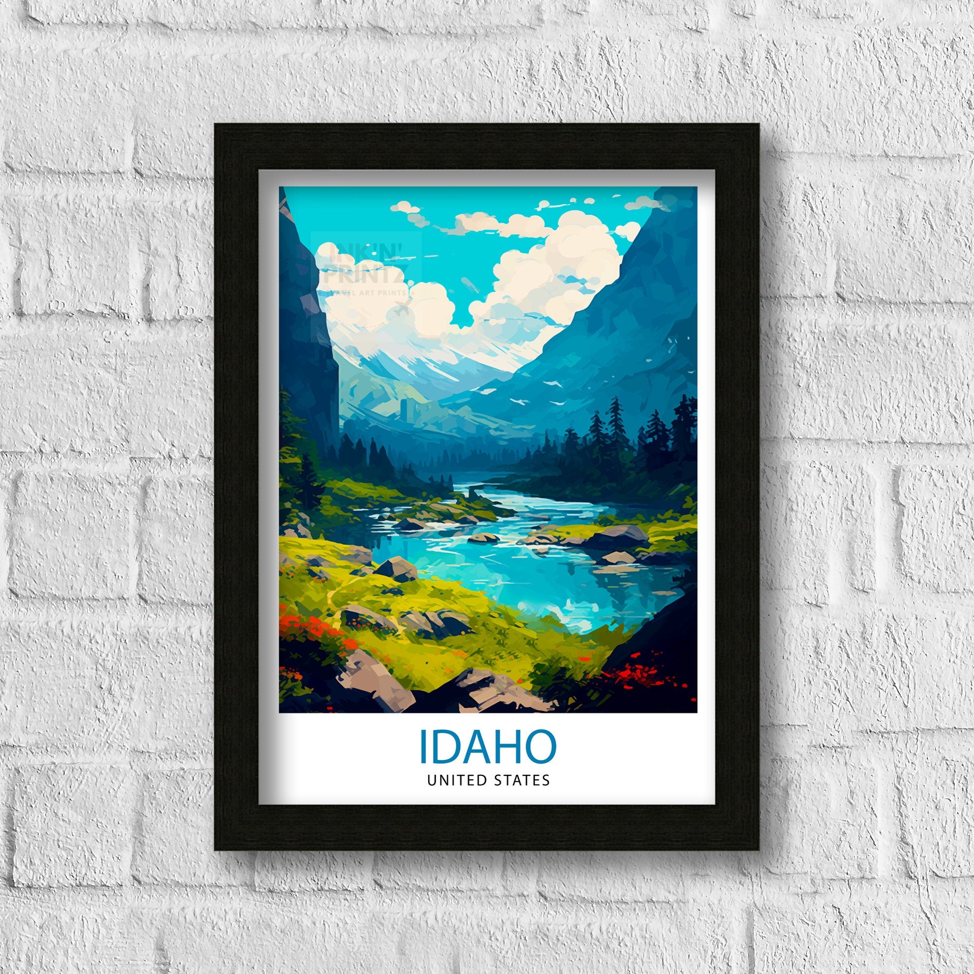 Idaho Travel Print| Idaho Wall Decor Idaho Poster USA Travel Prints Idaho Art Print Idaho Illustration Idaho Wall Art