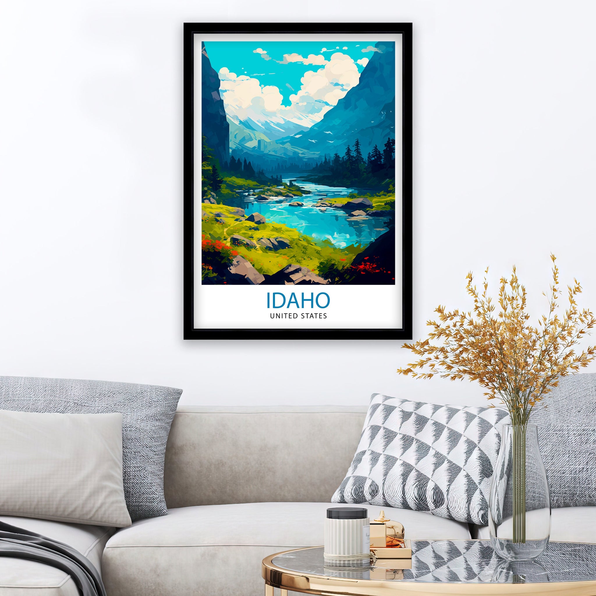 Idaho Travel Print| Idaho Wall Decor Idaho Poster USA Travel Prints Idaho Art Print Idaho Illustration Idaho Wall Art