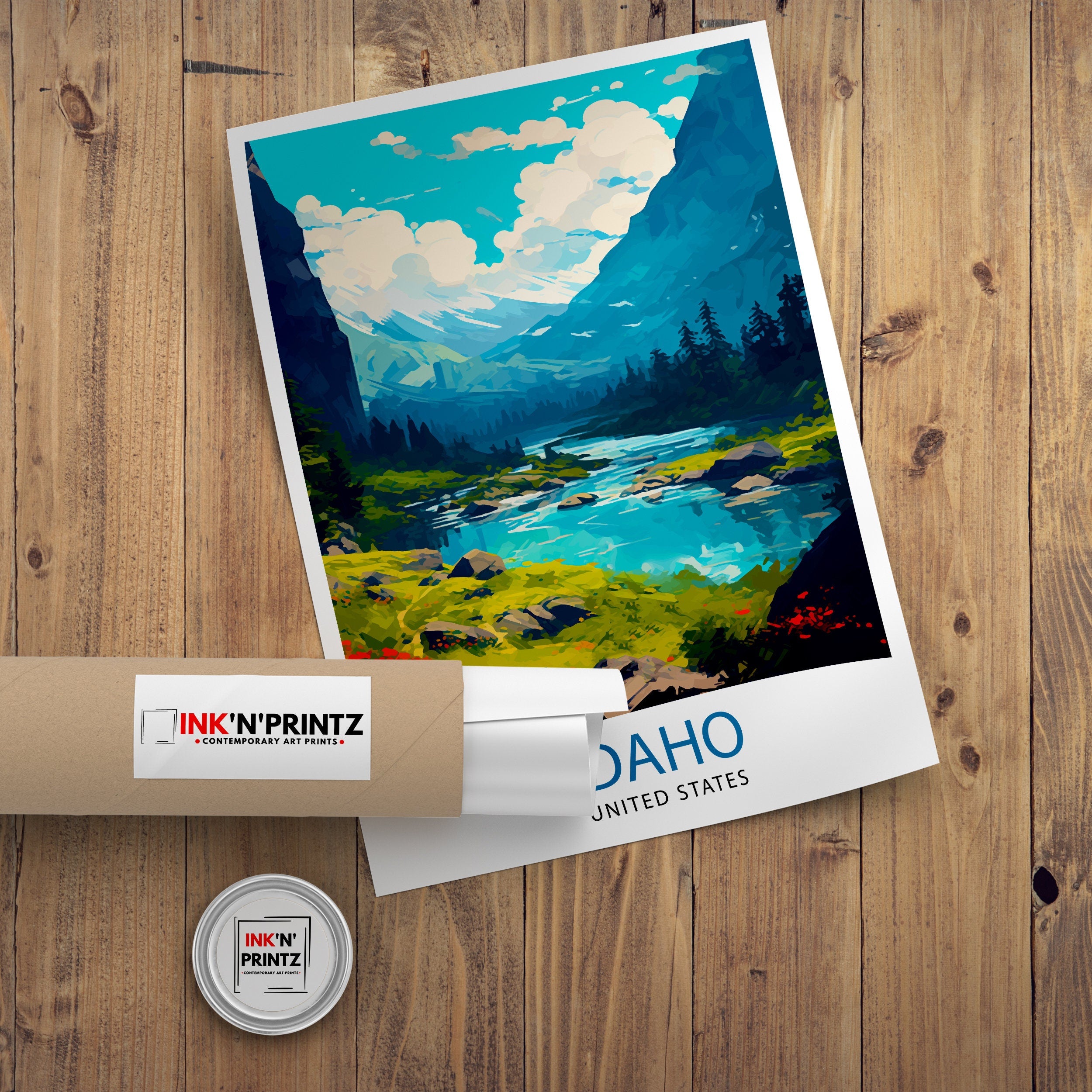 Idaho Travel Print| Idaho Wall Decor Idaho Poster USA Travel Prints Idaho Art Print Idaho Illustration Idaho Wall Art