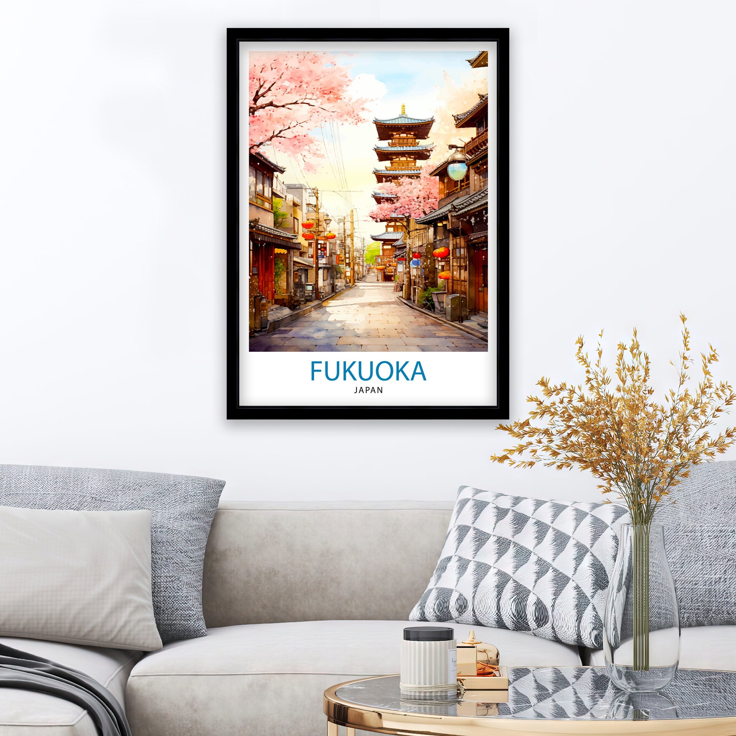Fukuoka Japan Travel Print Fukuoka Wall Decor Fukuoka Poster Japan Travel Prints Fukuoka Art Print Fukuoka Illustration Fukuoka Wall Art