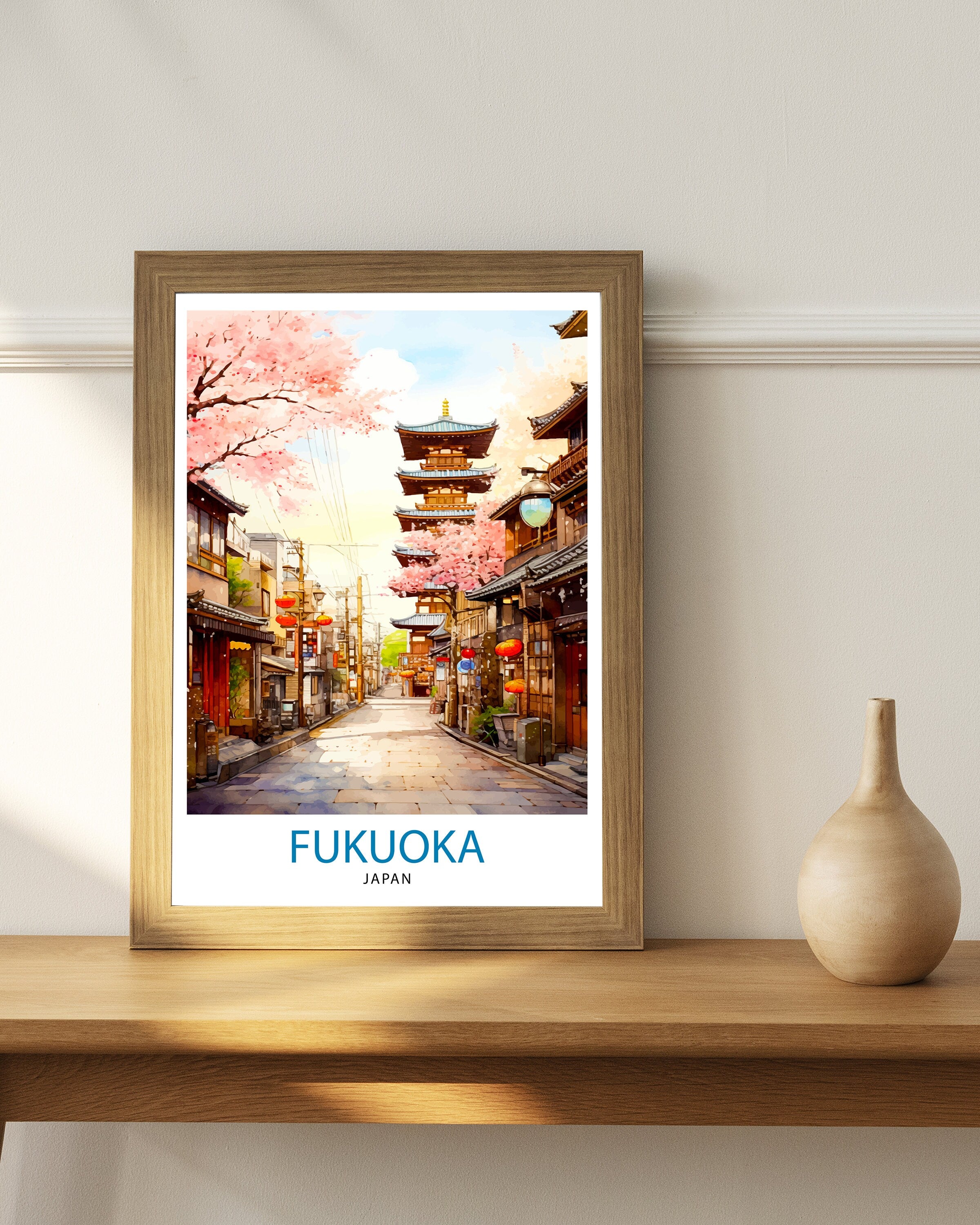 Fukuoka Japan Travel Print Fukuoka Wall Decor Fukuoka Poster Japan Travel Prints Fukuoka Art Print Fukuoka Illustration Fukuoka Wall Art