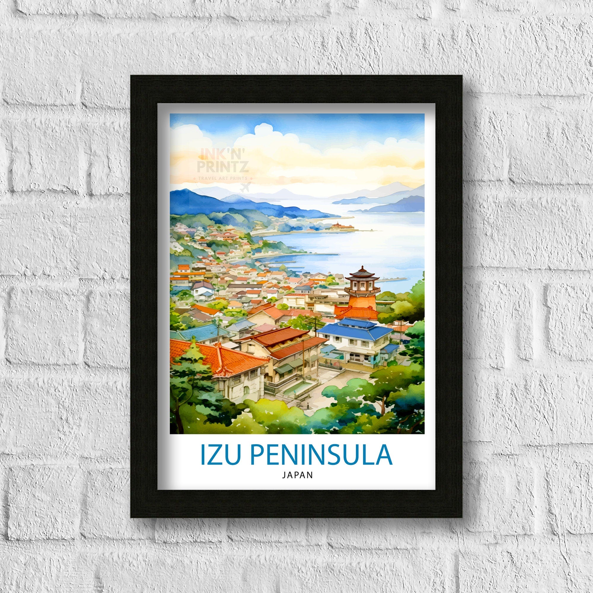 Izu Peninsula Japan Travel Print Izu Wall Decor Izu Poster Japan Travel Prints Izu Art Print Izu Illustration Izu Wall Art
