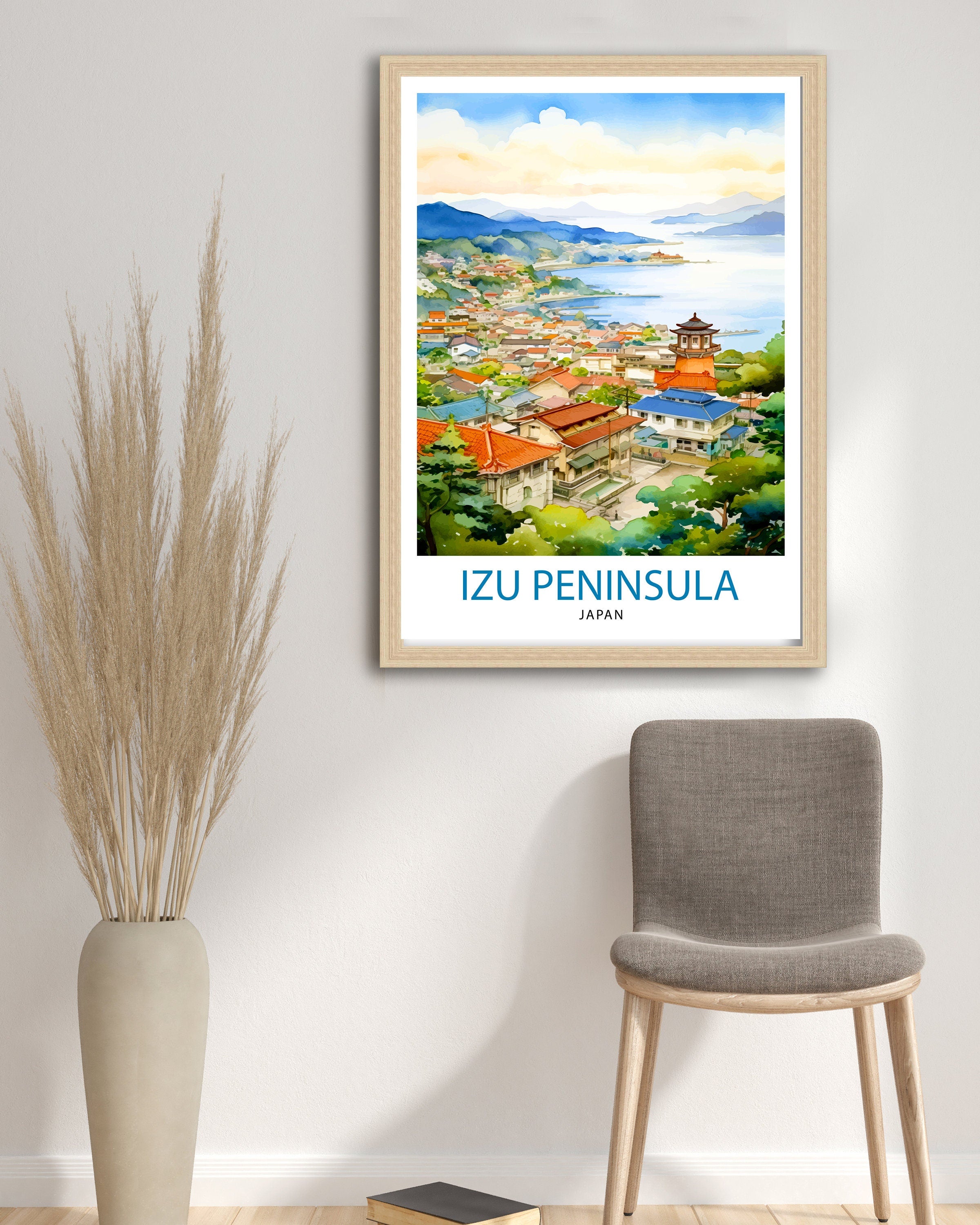Izu Peninsula Japan Travel Print Izu Wall Decor Izu Poster Japan Travel Prints Izu Art Print Izu Illustration Izu Wall Art