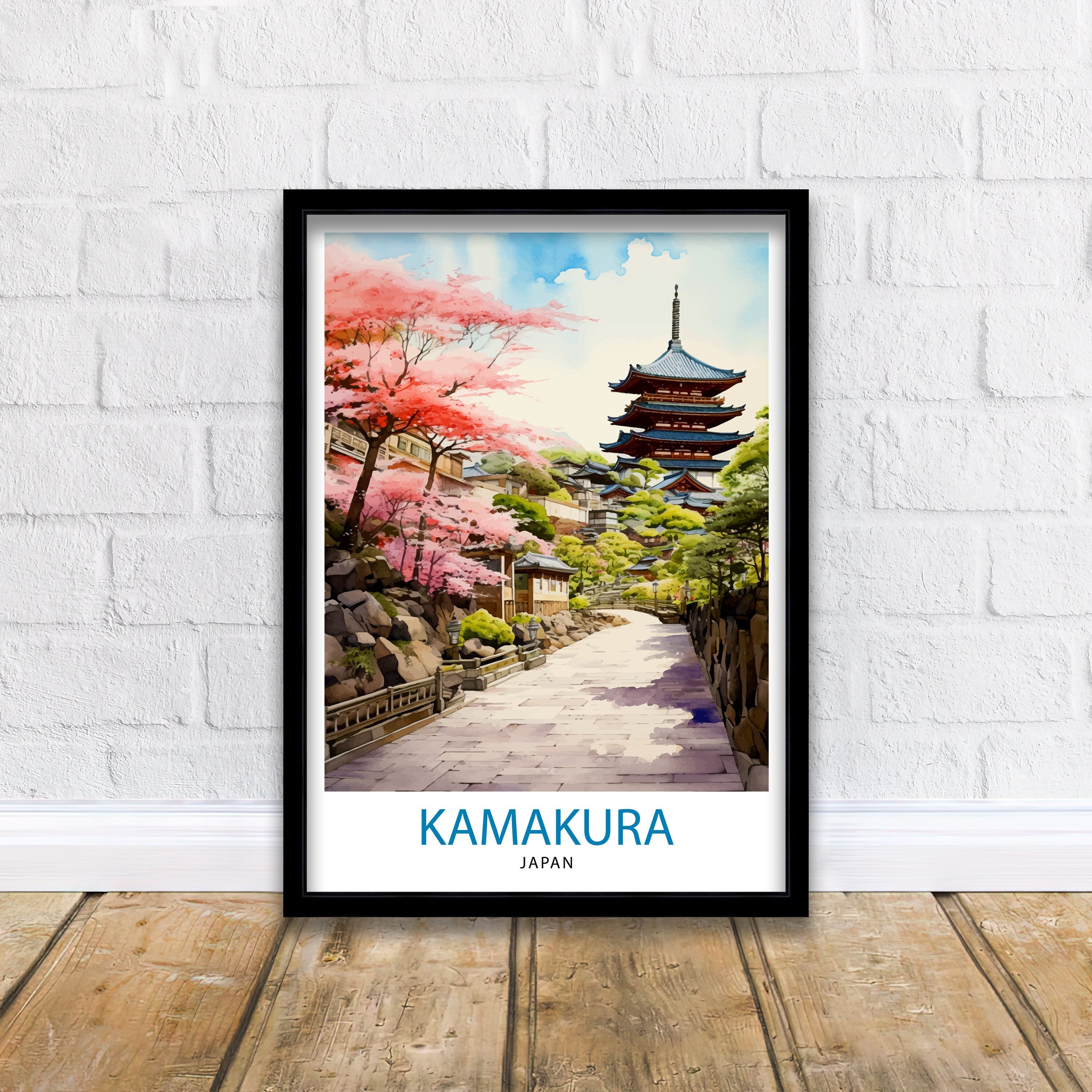 Kamakura Japan Travel Print | Temple & Bamboo Garden Wall Art