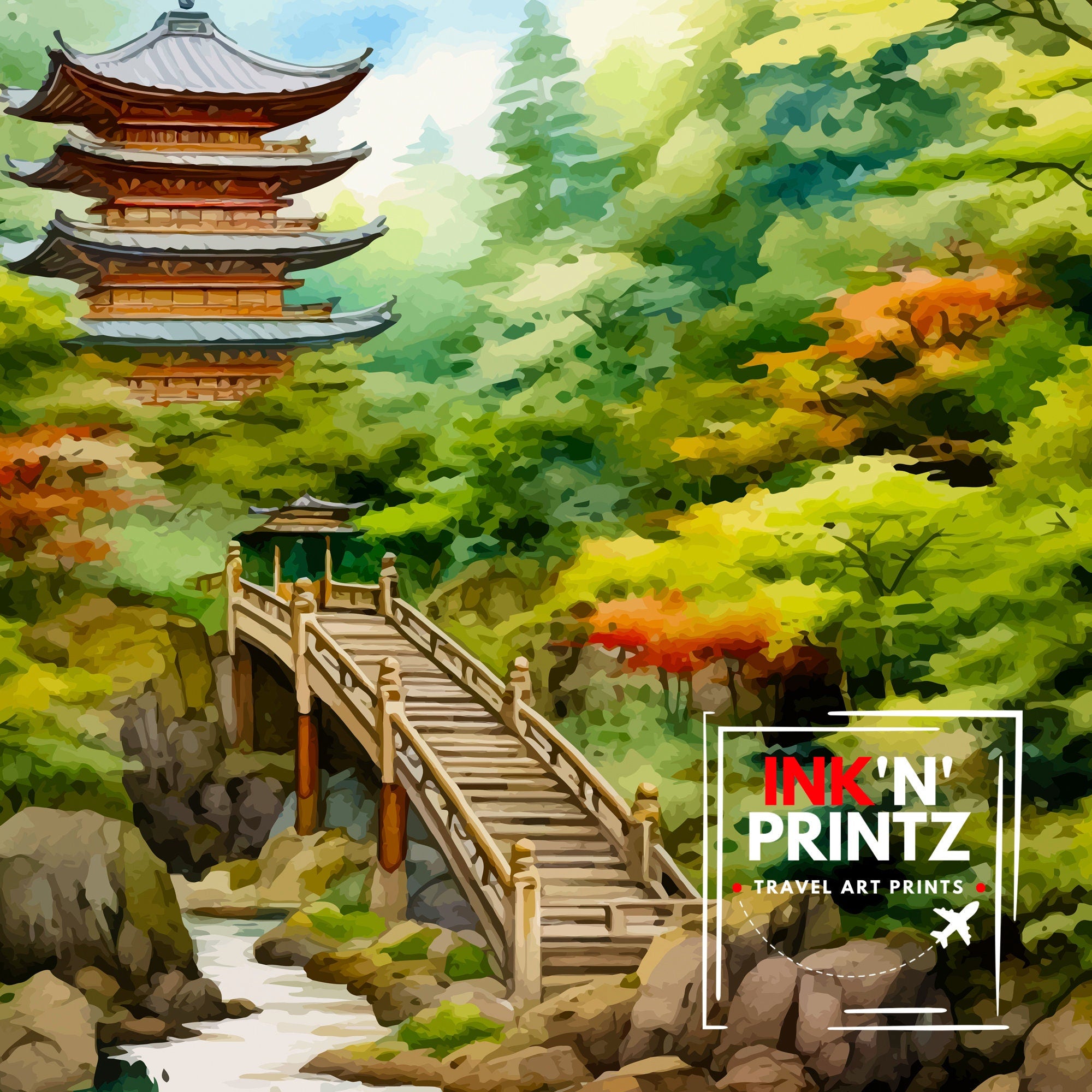 Koyasan Japan Travel Print Koyasan Wall Decor Koyasan Poster Japan Travel Prints Koyasan Art Print Koyasan Illustration Koyasan Wall Art