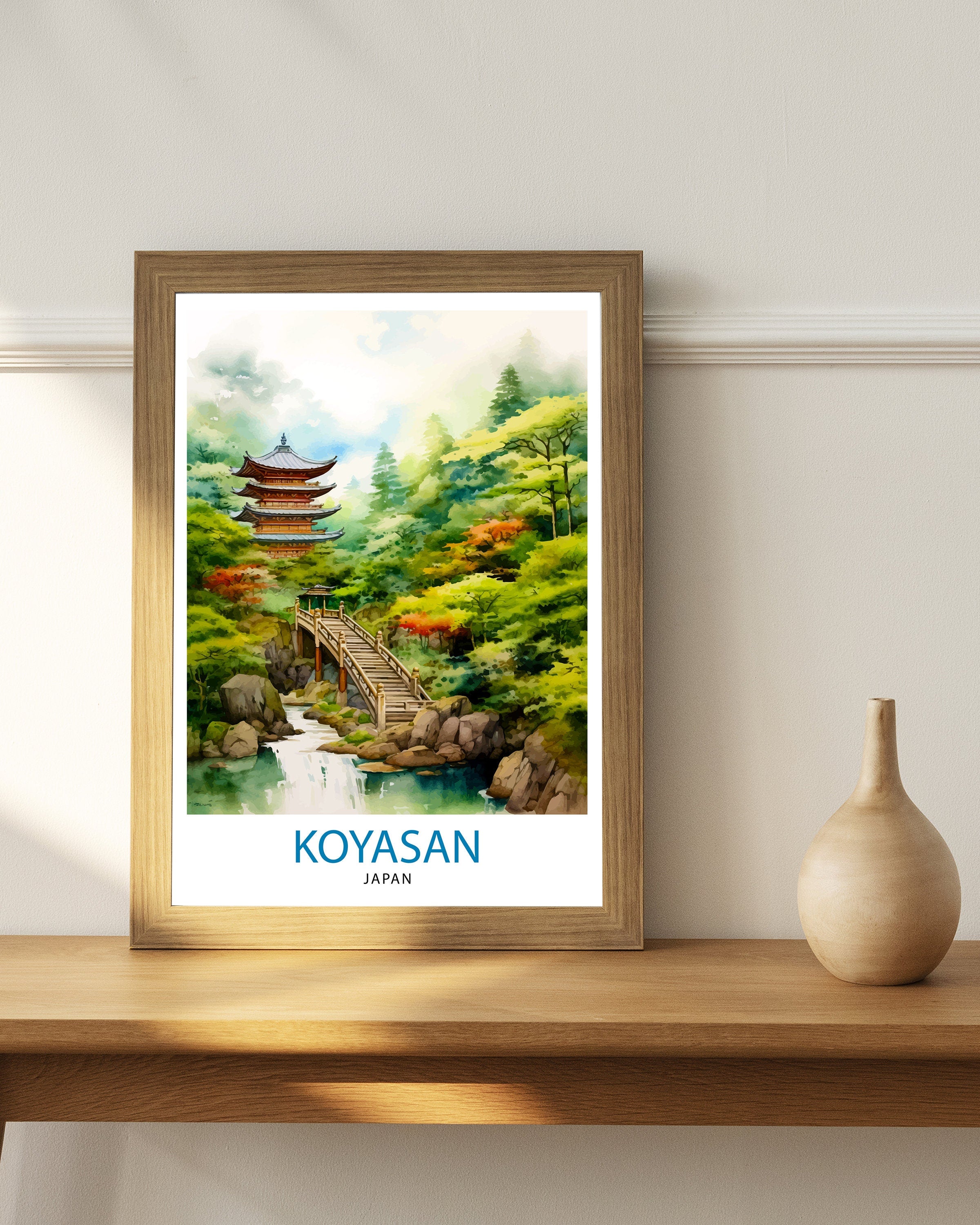 Koyasan Japan Travel Print Koyasan Wall Decor Koyasan Poster Japan Travel Prints Koyasan Art Print Koyasan Illustration Koyasan Wall Art