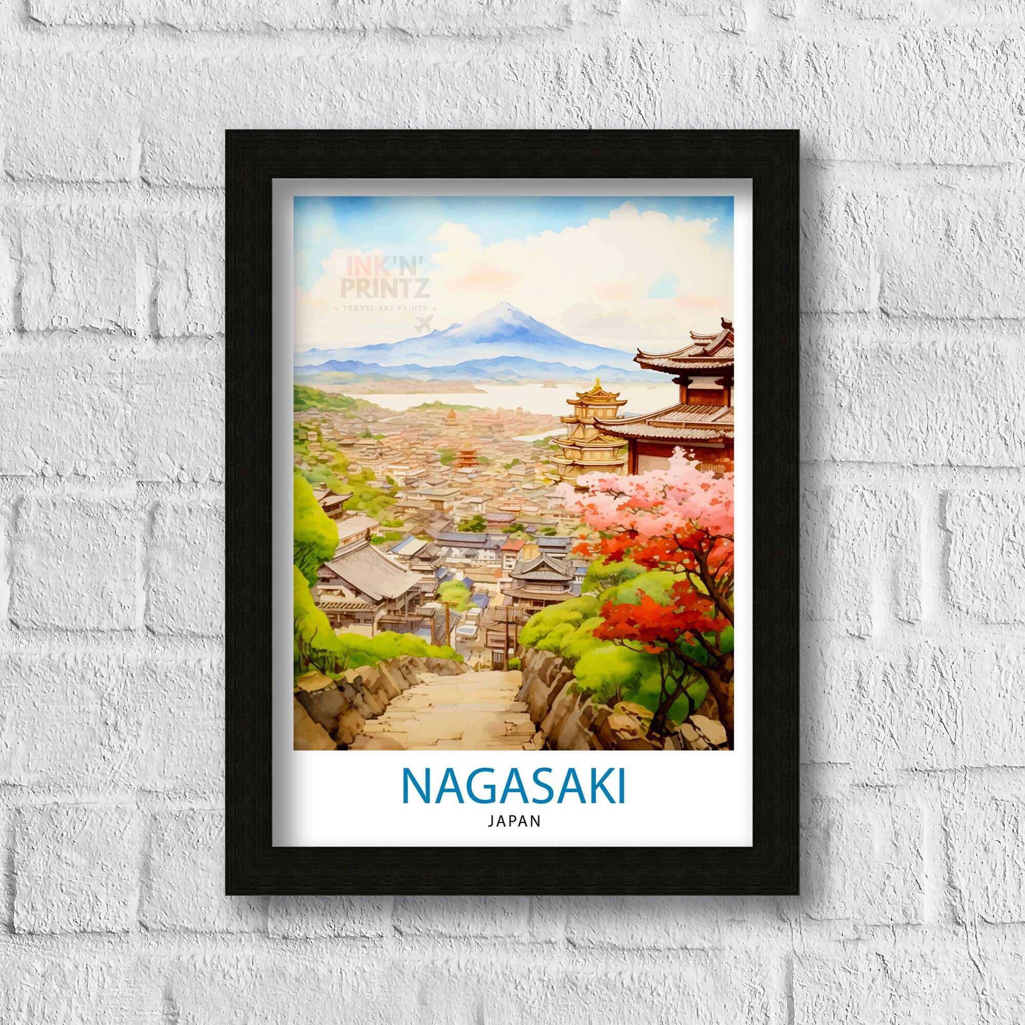 Nagasaki Japan Travel Print Nagasaki Wall Decor Nagasaki Poster Japan Travel Prints Nagasaki Art Print Nagasaki Illustration Nagasaki