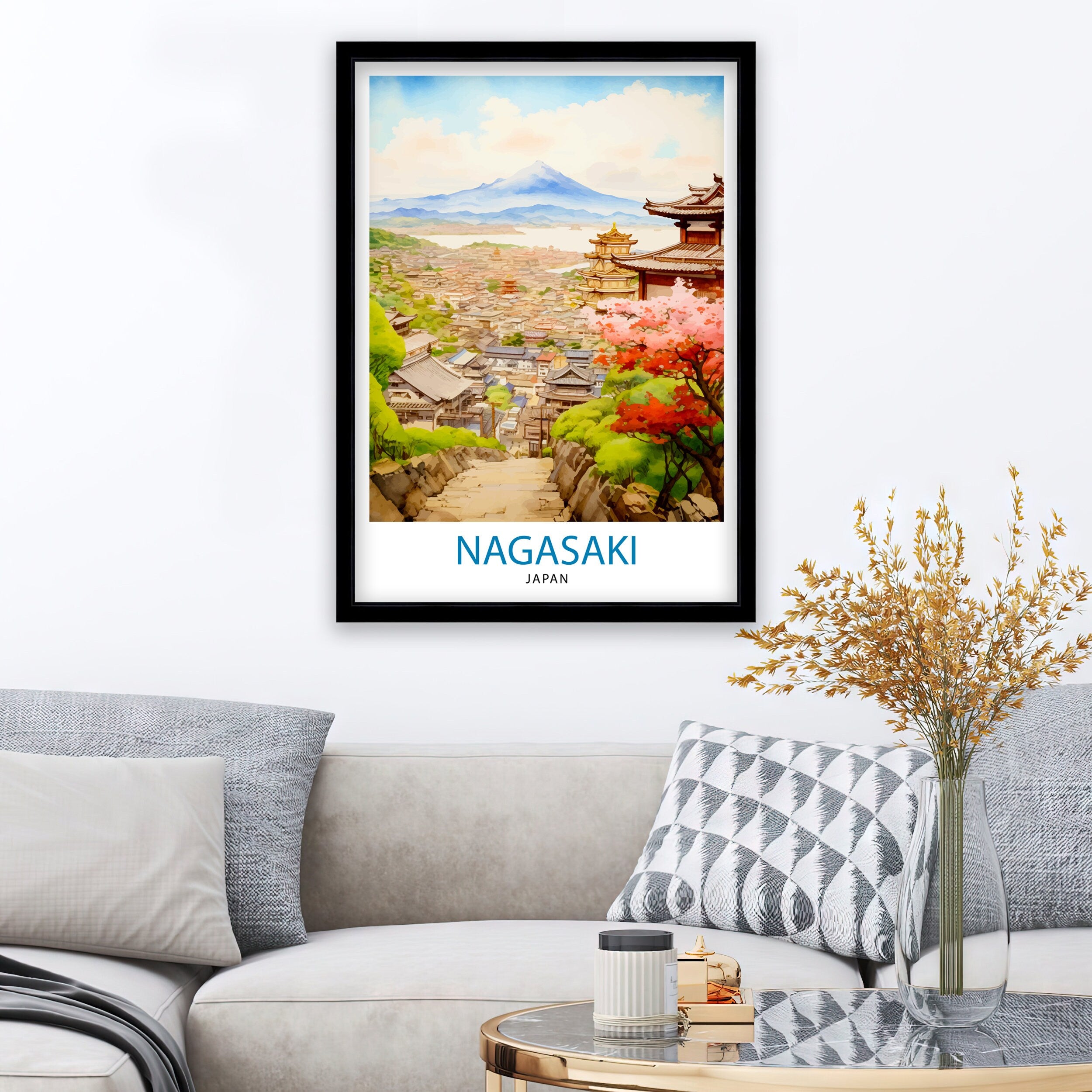 Nagasaki Japan Travel Print Nagasaki Wall Decor Nagasaki Poster Japan Travel Prints Nagasaki Art Print Nagasaki Illustration Nagasaki