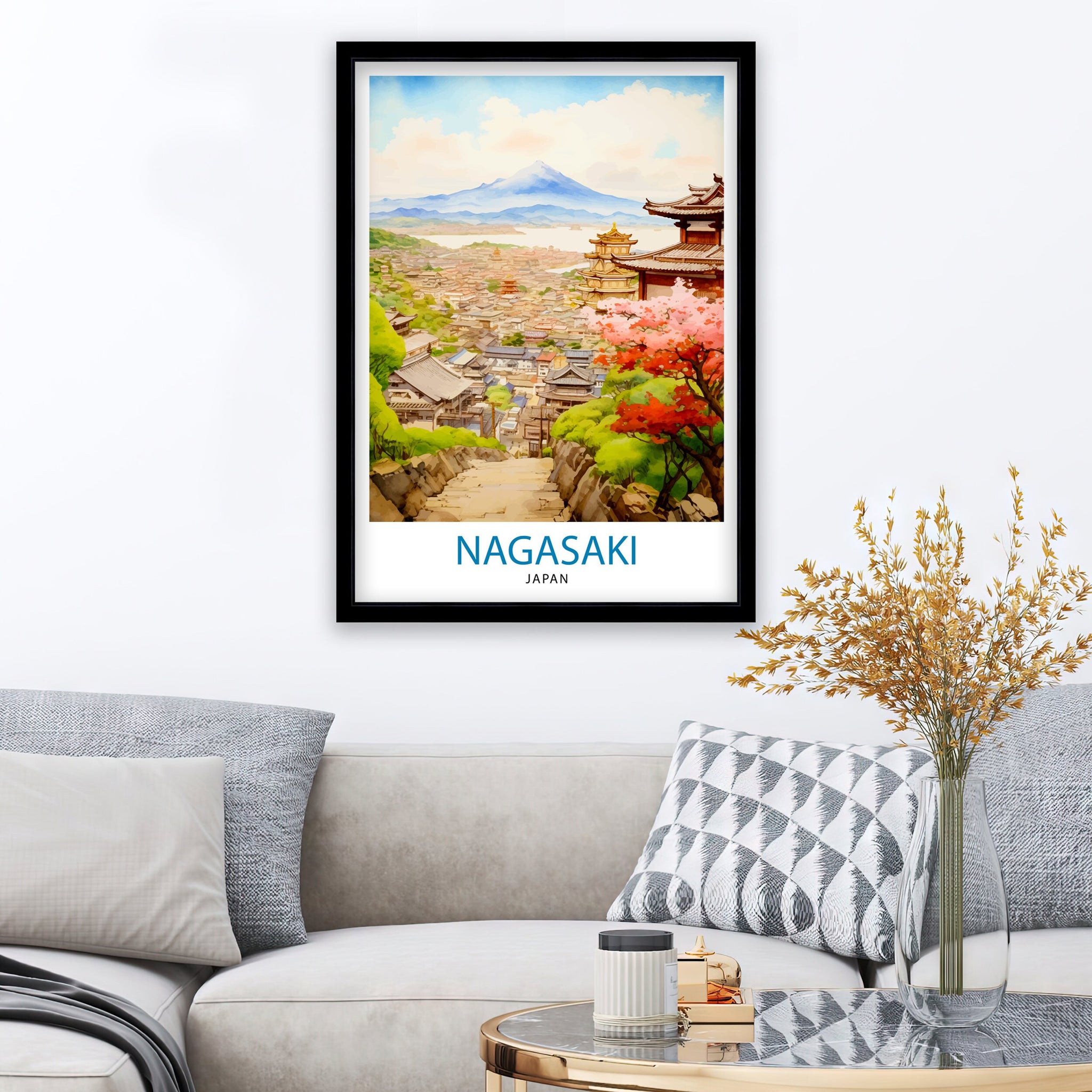 Nagasaki Japan Travel Print Nagasaki Wall Decor Nagasaki Poster Japan Travel Prints Nagasaki Art Print Nagasaki Illustration Nagasaki