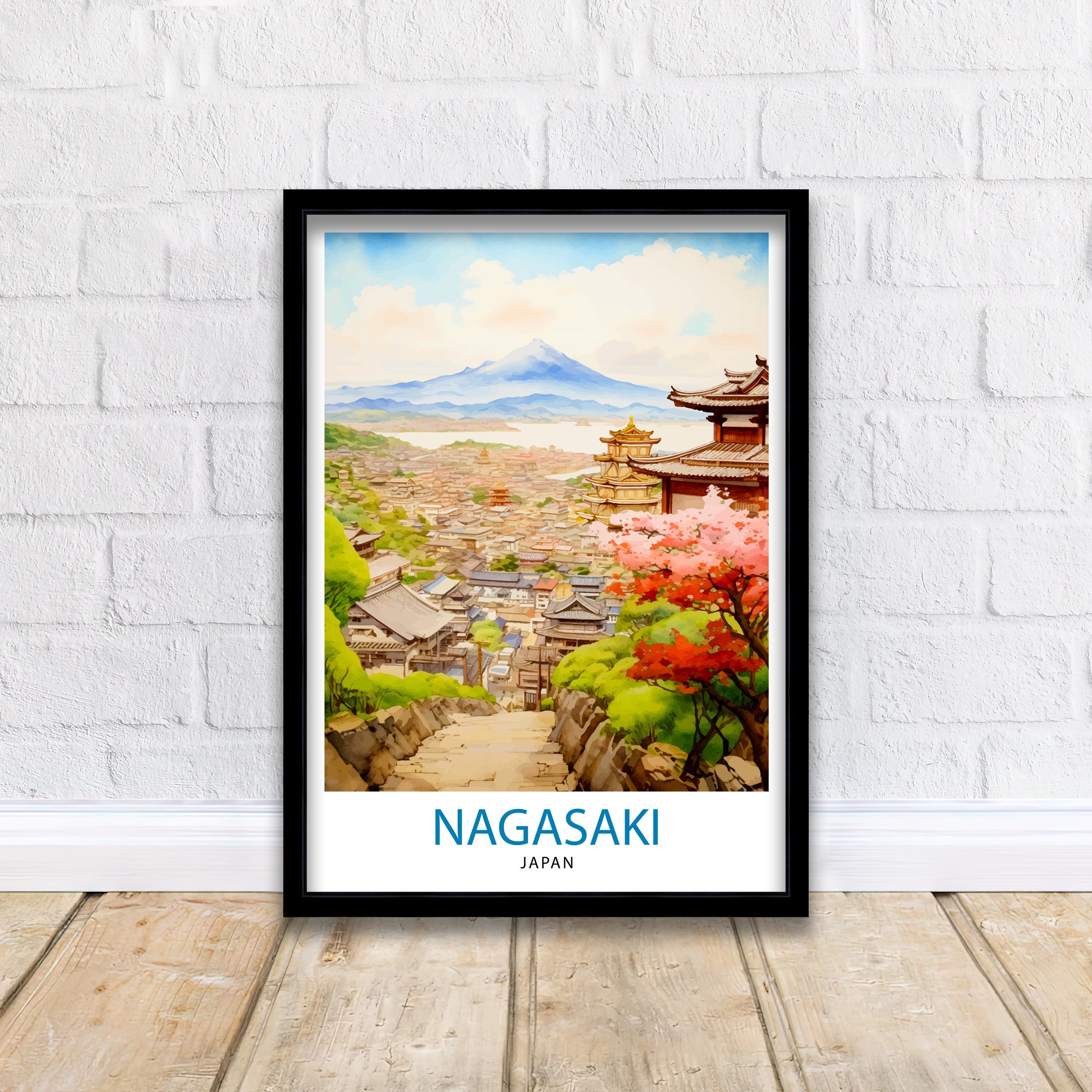 Nagasaki Japan Travel Print Nagasaki Wall Decor Nagasaki Poster Japan Travel Prints Nagasaki Art Print Nagasaki Illustration Nagasaki