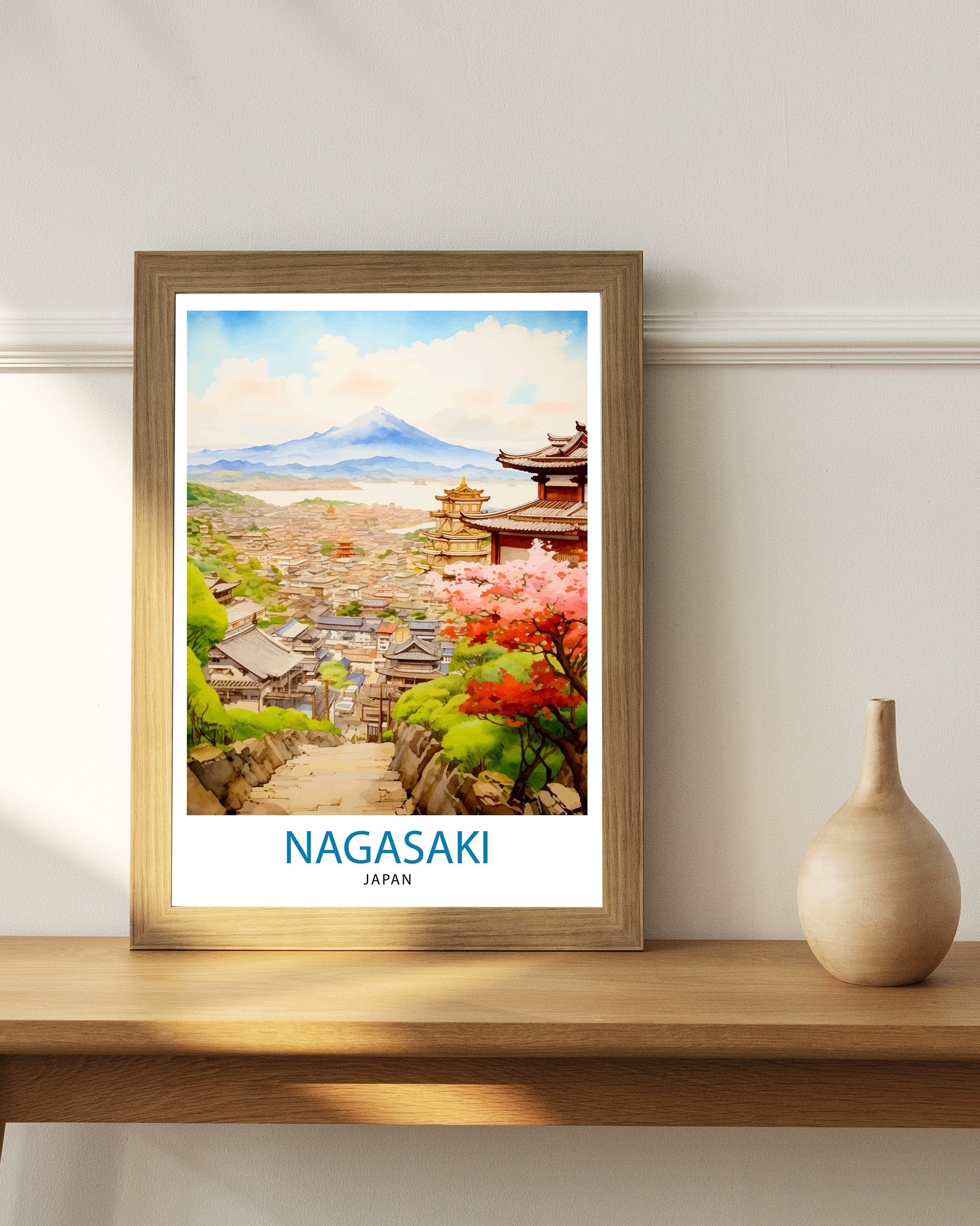 Nagasaki Japan Travel Print Nagasaki Wall Decor Nagasaki Poster Japan Travel Prints Nagasaki Art Print Nagasaki Illustration Nagasaki