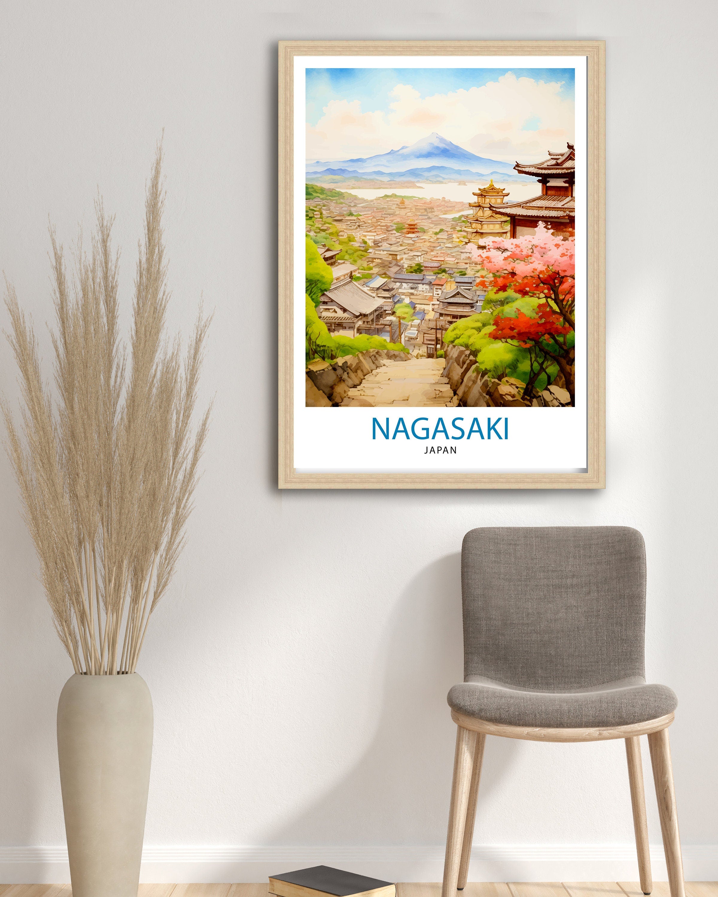 Nagasaki Japan Travel Print Nagasaki Wall Decor Nagasaki Poster Japan Travel Prints Nagasaki Art Print Nagasaki Illustration Nagasaki