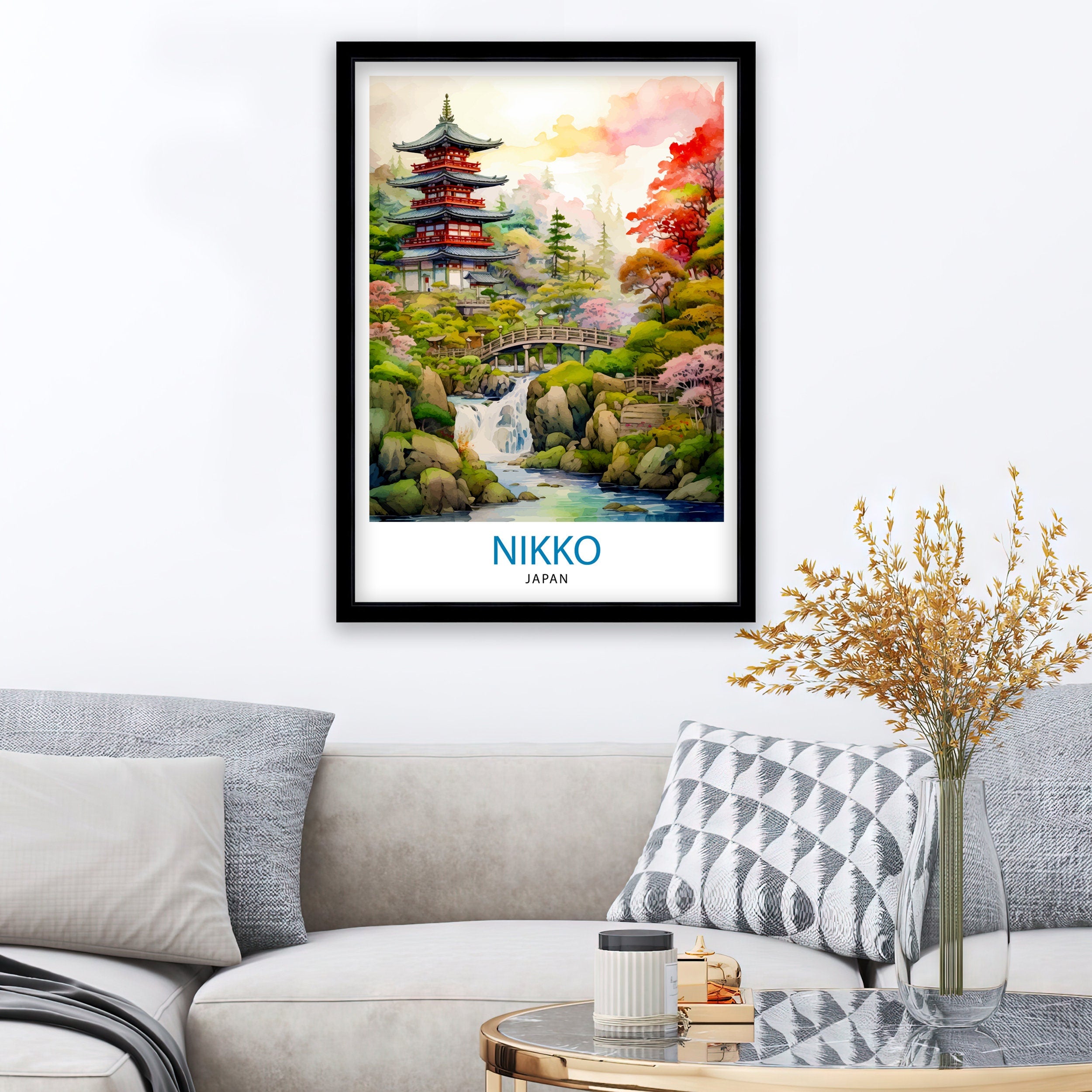 Nikko Japan Travel Print Nikko Wall Decor Nikko Poster Japan Travel Prints Nikko Art Print Nikko Illustration Nikko Wall